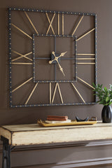 A2Z Furniture - Ashley Furniture - Thames Wall Decor - Wall Clock / Black/Gold Finish - A8010112