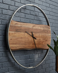 A2Z Furniture - Ashley Furniture - Panchali Wall Decor - Wall Clock / Brown/Silver Finish - A8010198