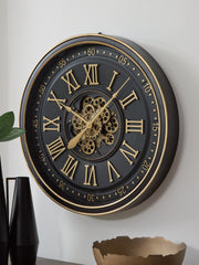 A2Z Furniture - Ashley Furniture - Dairton Wall Decor - Wall Clock / Black/Gold Finish - A8010385