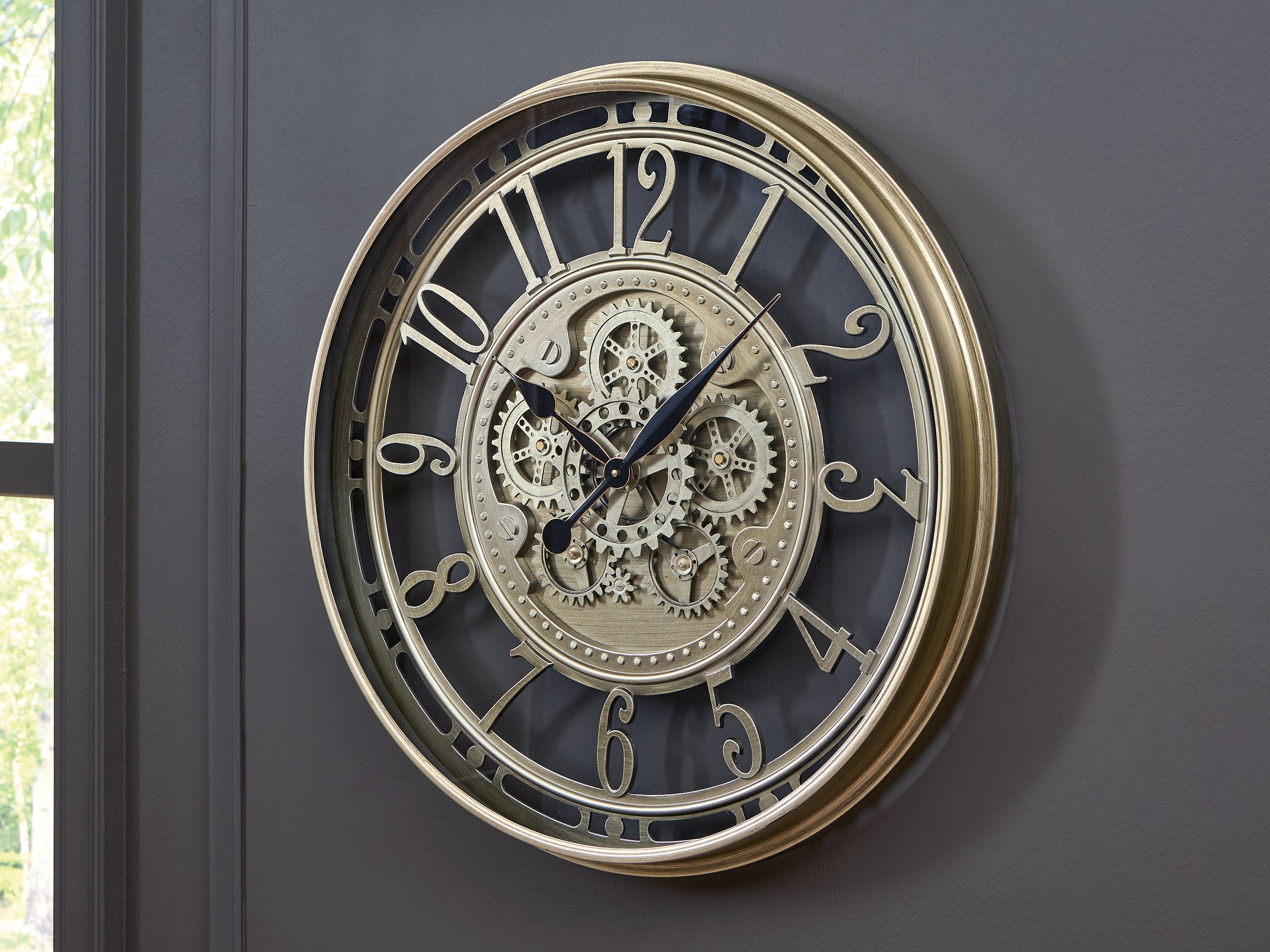 A2Z Furniture - Ashley Furniture - Gilover Wall Decor - Wall Clock / Champagne Finish - A8010386