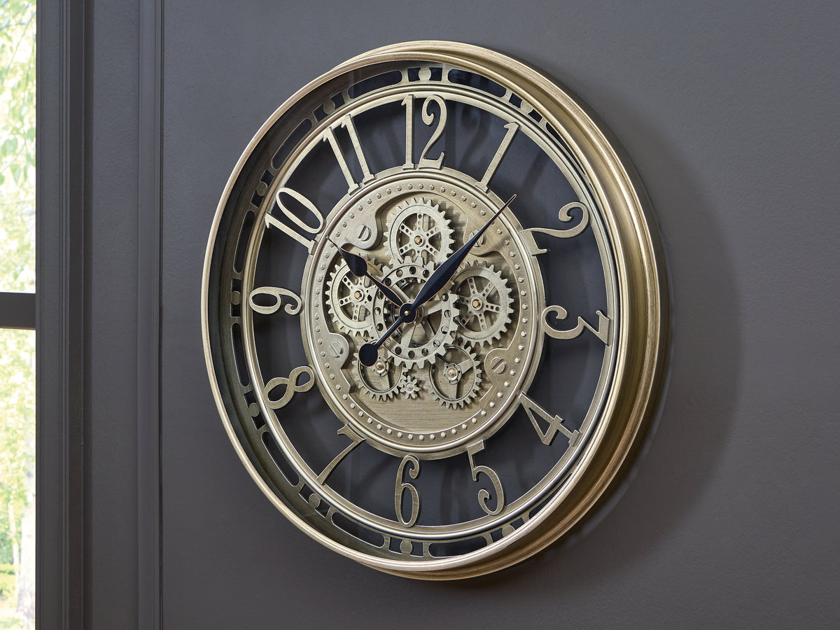 A2Z Furniture - Ashley Furniture - Gilover Wall Decor - Wall Clock / Champagne Finish - A8010386