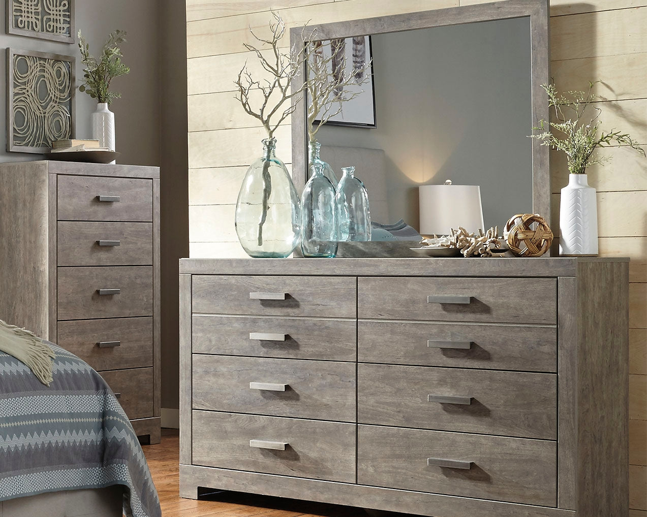 A2Z Furniture - Ashley Furniture - Culverbach Bedroom - Dresser and Mirror / Gray - B070B1