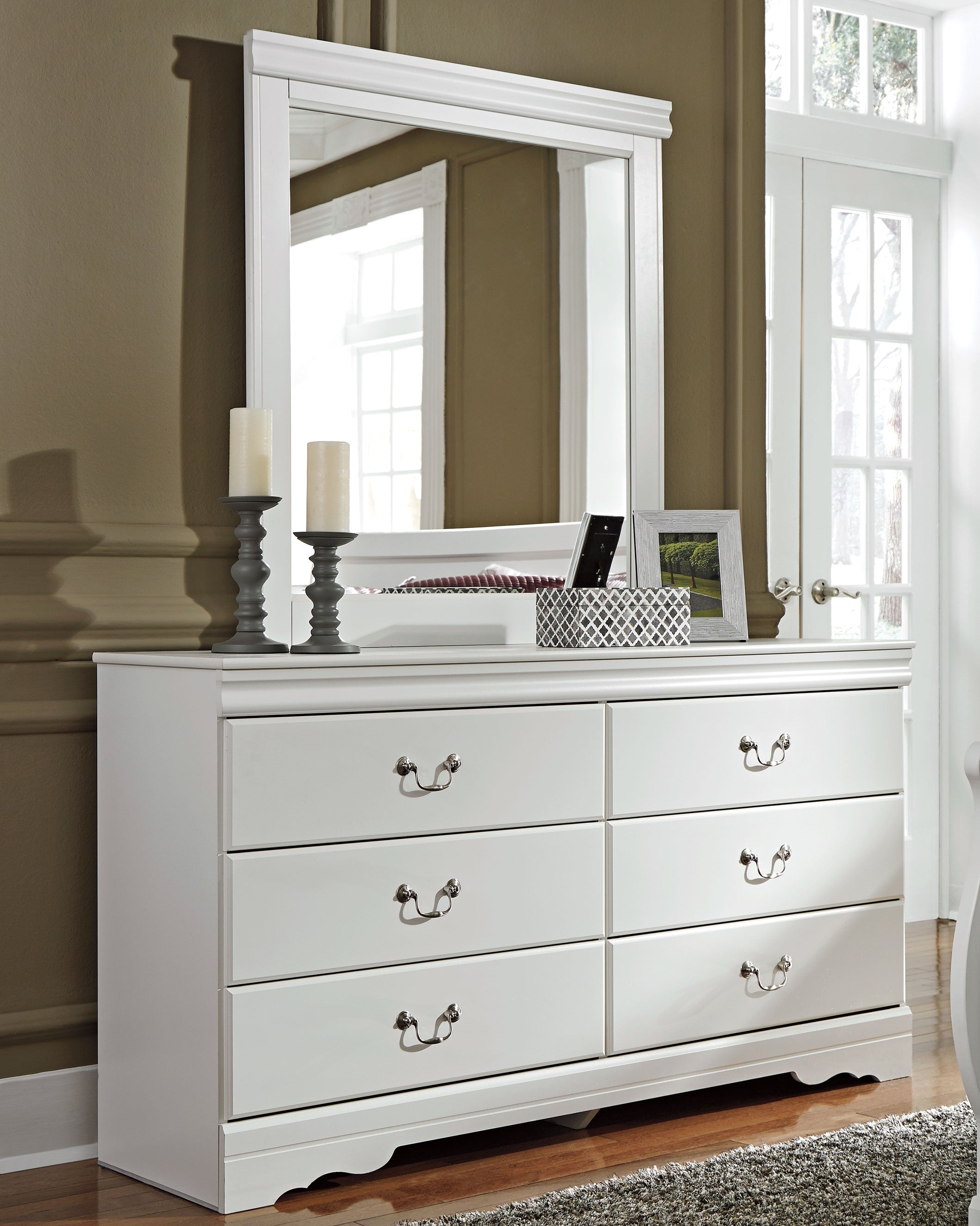 A2Z Furniture - Ashley Furniture - Anarasia Bedroom - Dresser and Mirror / White - B129B3