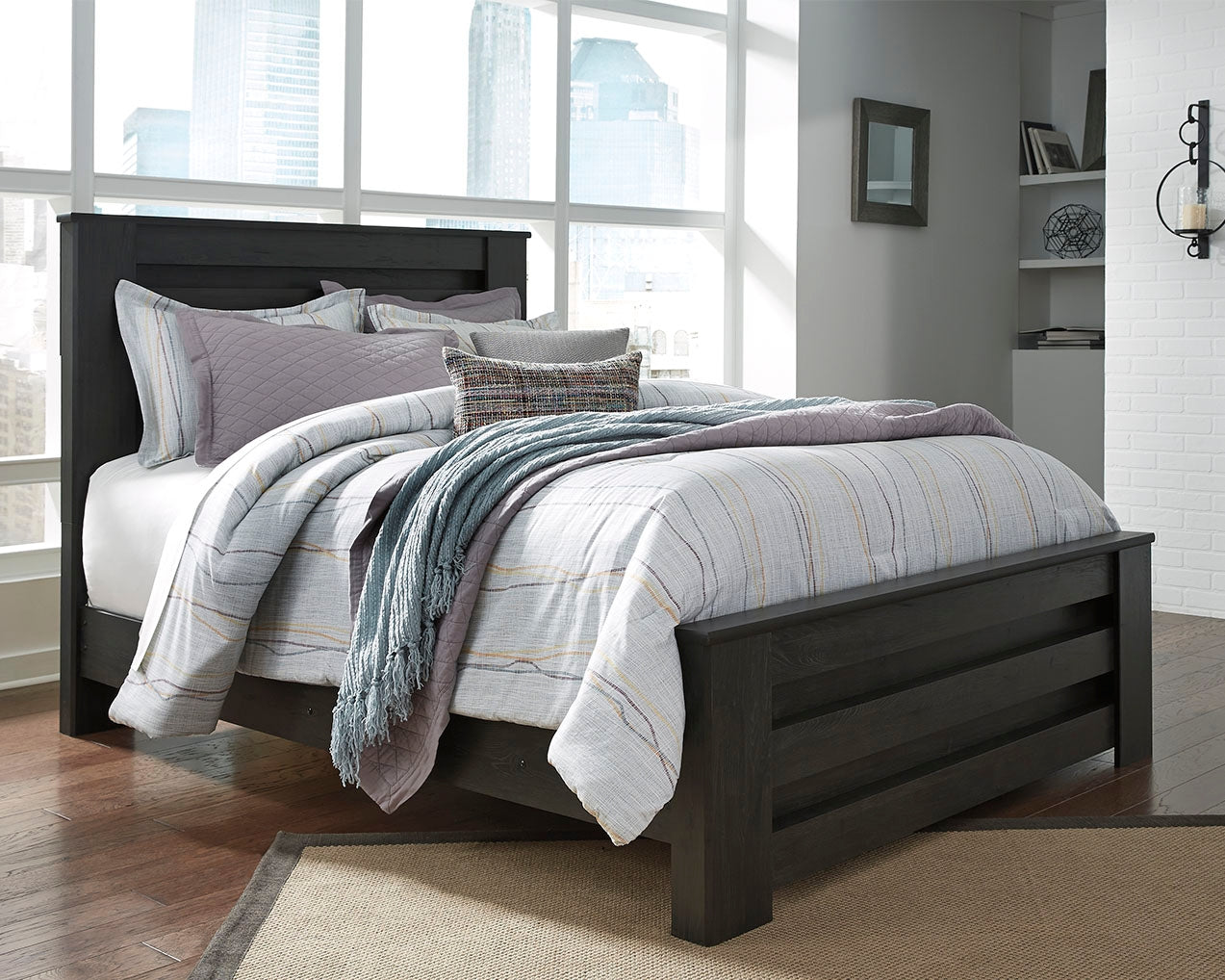 A2Z Furniture - Ashley Furniture - Brinxton Bedroom - Queen Panel Bed / Charcoal - B249B2