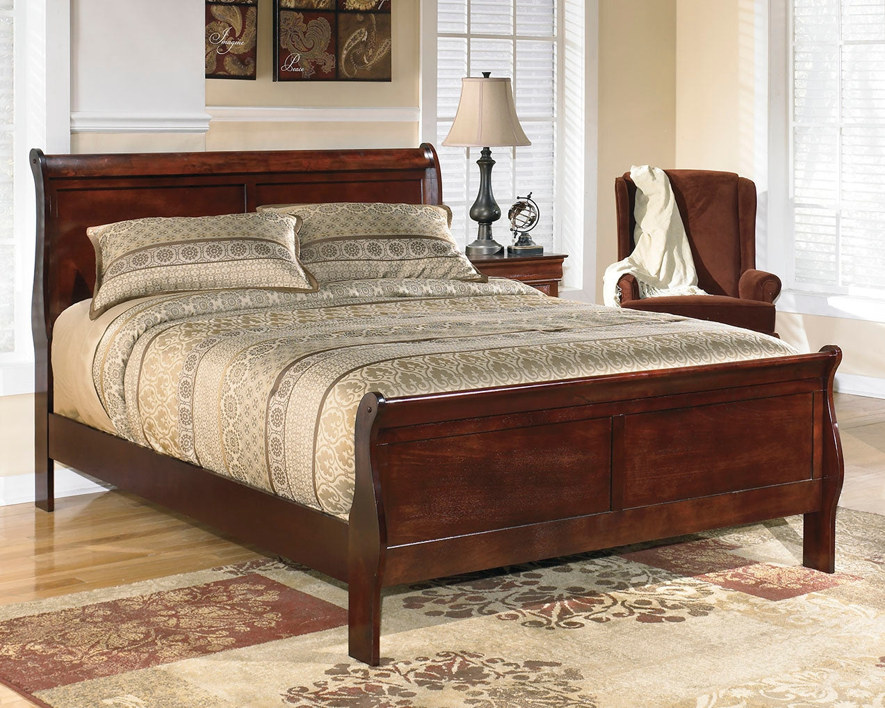 A2Z Furniture - Ashley Furniture - Alisdair Bedroom - California King Sleigh Bed / Reddish Brown - B376B9