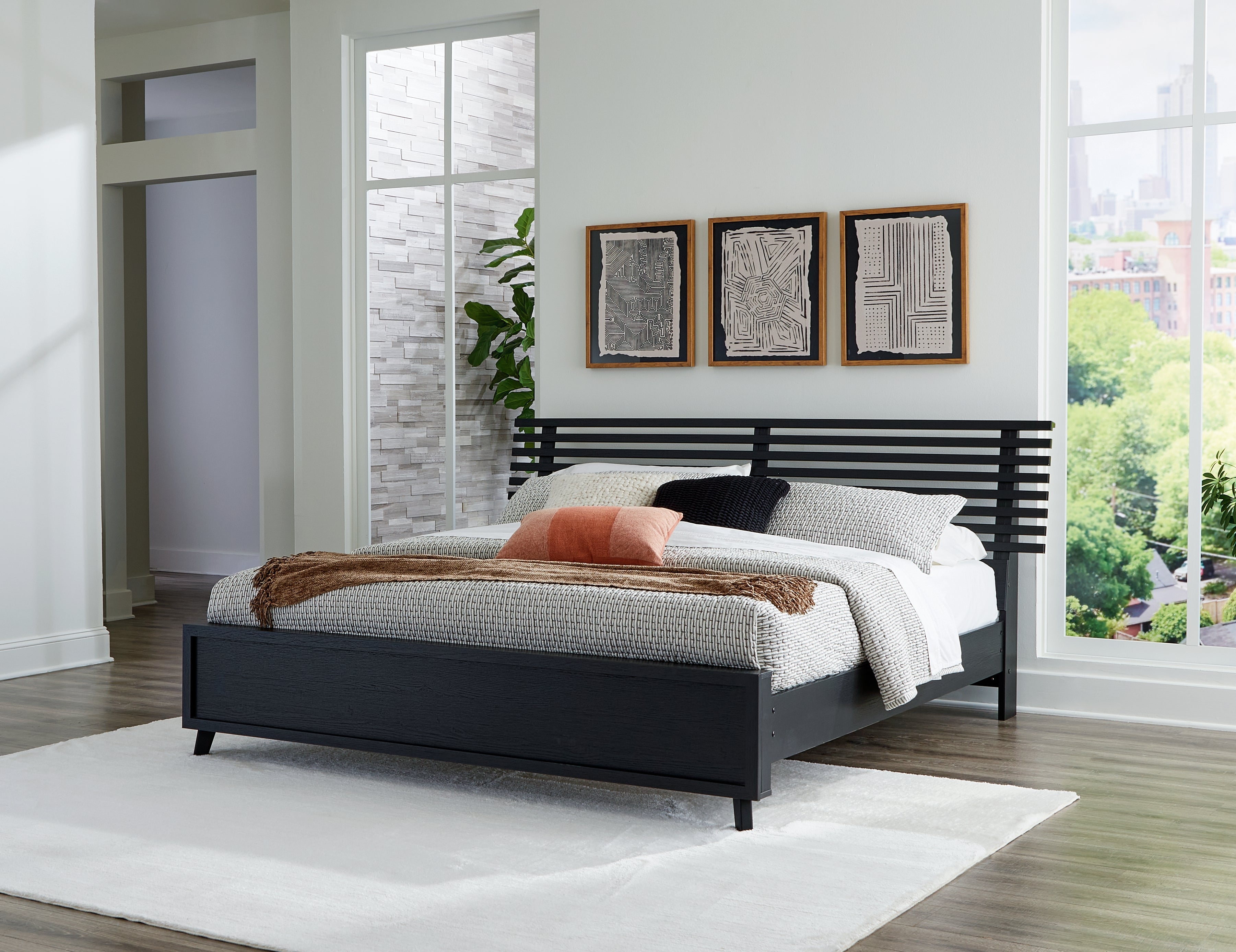 A2Z Furniture - Ashley Furniture - Danziar Bedroom - King Slat Panel Bed / Black - B1013B9