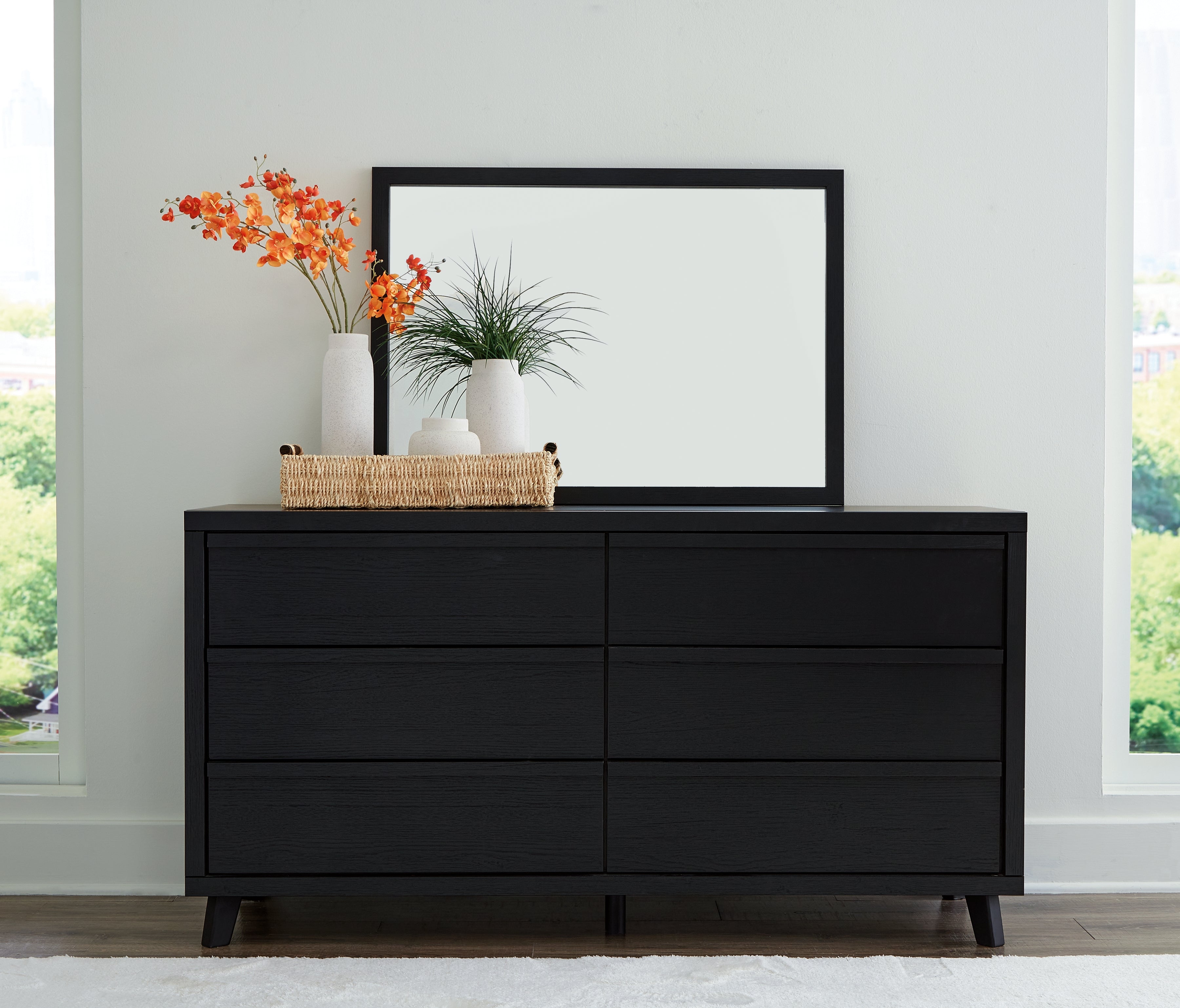 A2Z Furniture - Ashley Furniture - Danziar Bedroom - Dresser and Mirror / Black - B1013B11