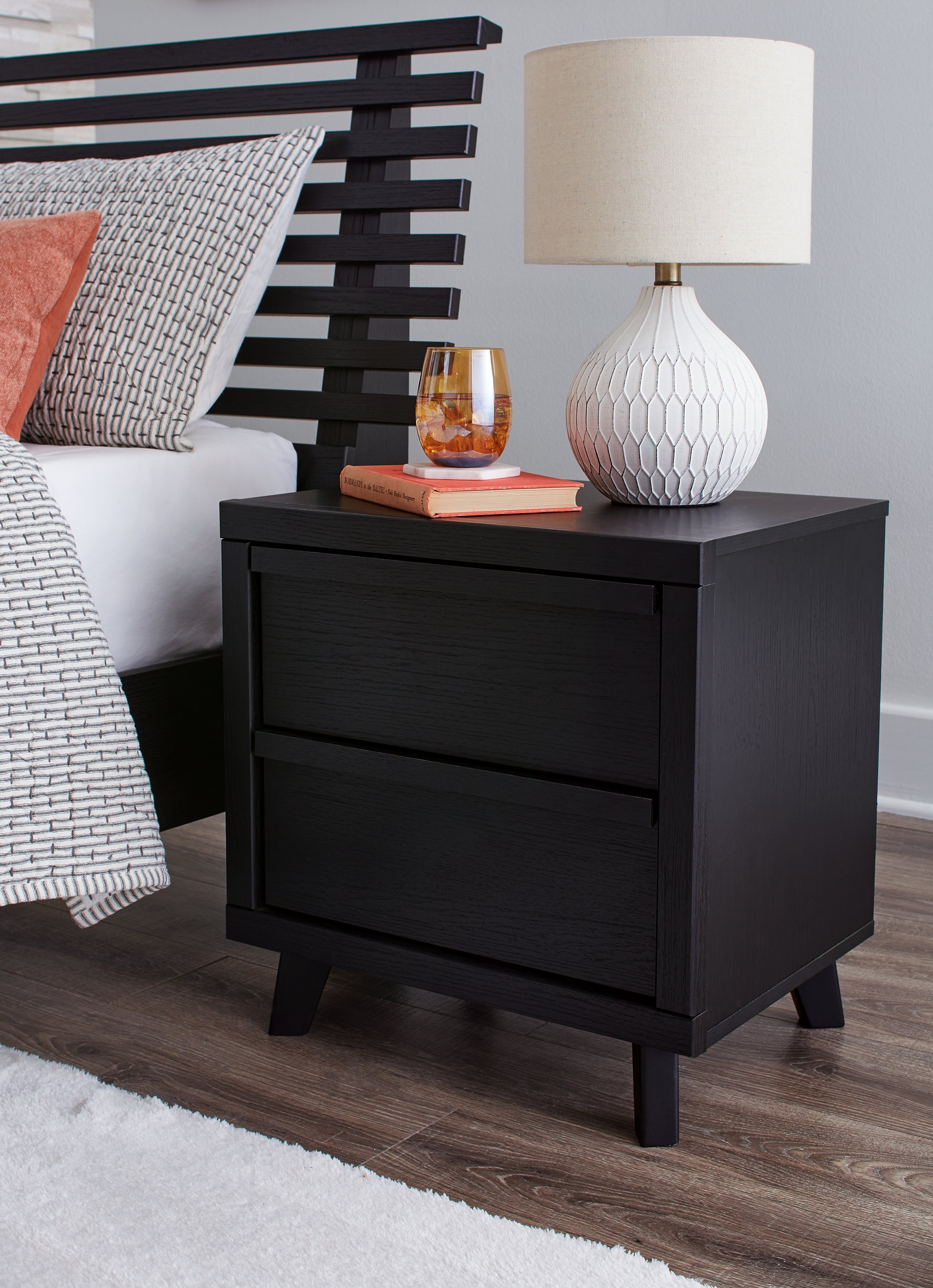 A2Z Furniture - Ashley Furniture - Danziar Bedroom - Two Drawer Night Stand / Black - B1013-92