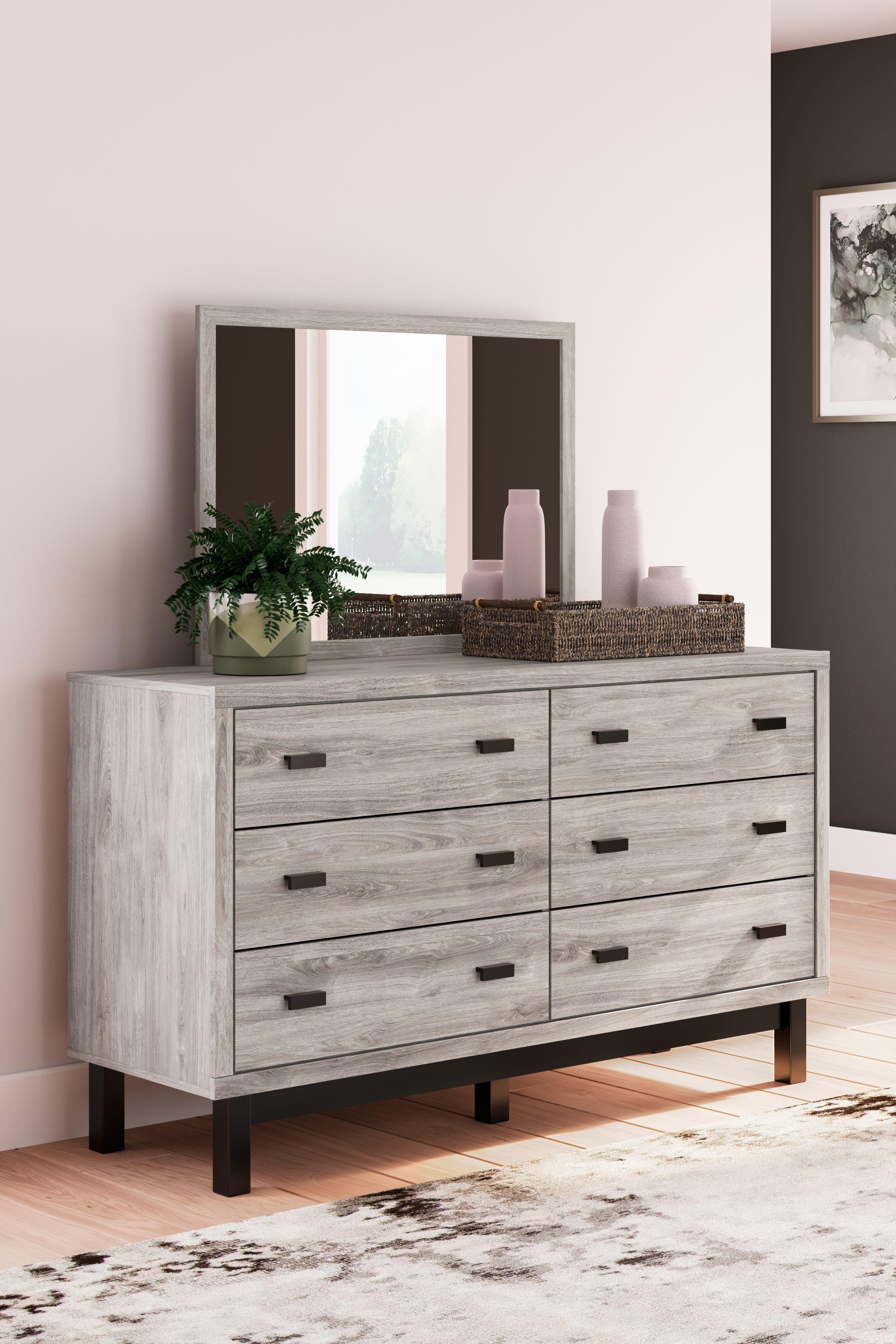 A2Z Furniture - Ashley Furniture - Vessalli Bedroom - Dresser and Mirror / Gray - B1036B1