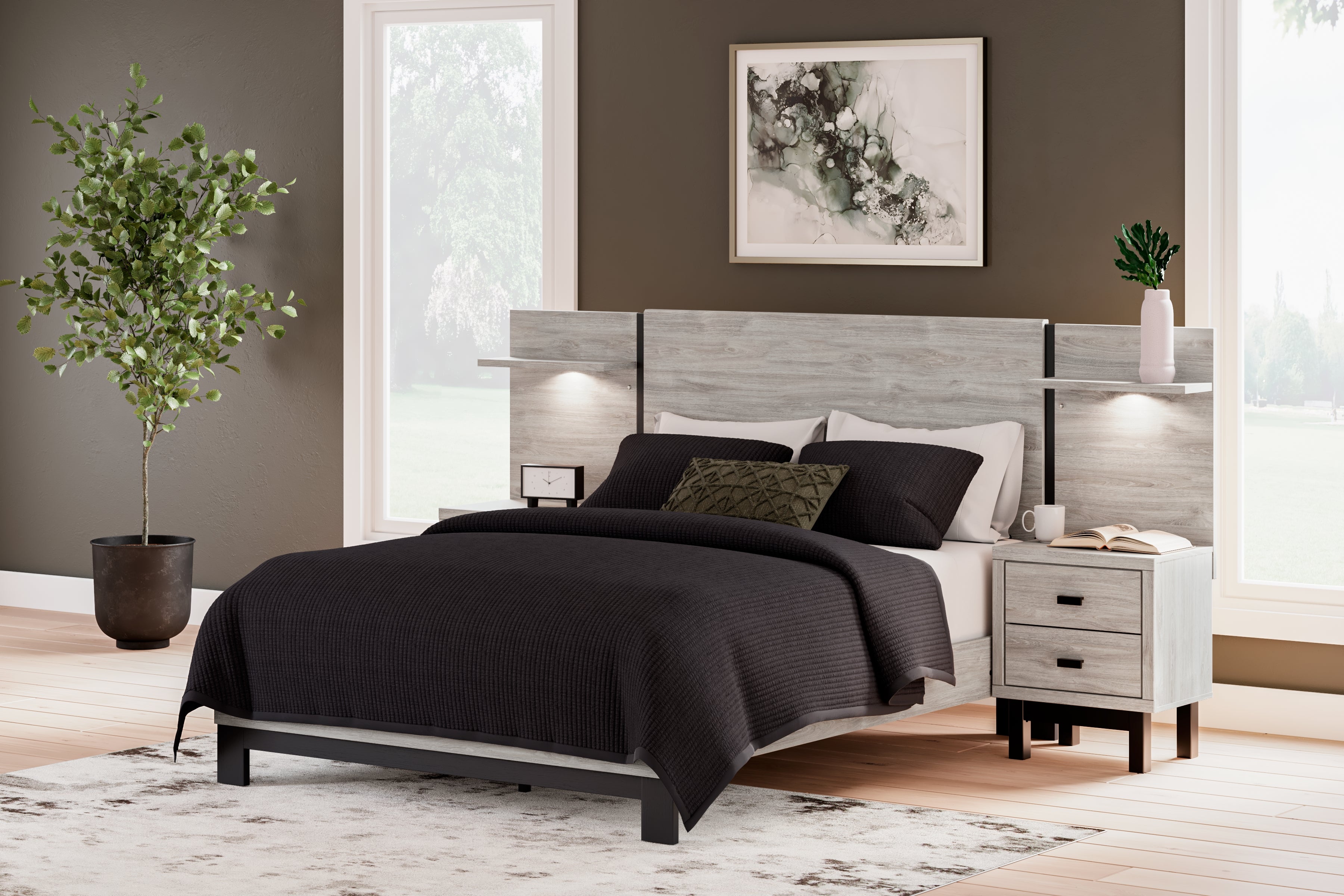 A2Z Furniture - Ashley Furniture - Vessalli Bedroom - Queen Panel Bed with Extensions / Gray - B1036B5