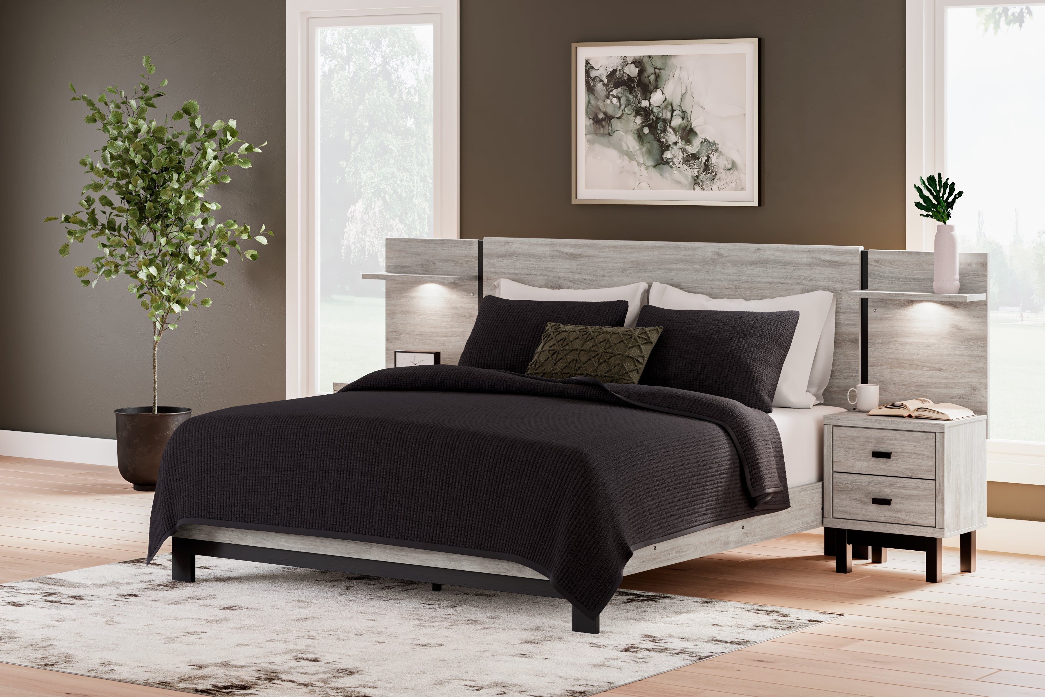 A2Z Furniture - Ashley Furniture - Vessalli Bedroom - King Panel Bed with Extensions / Gray - B1036B8