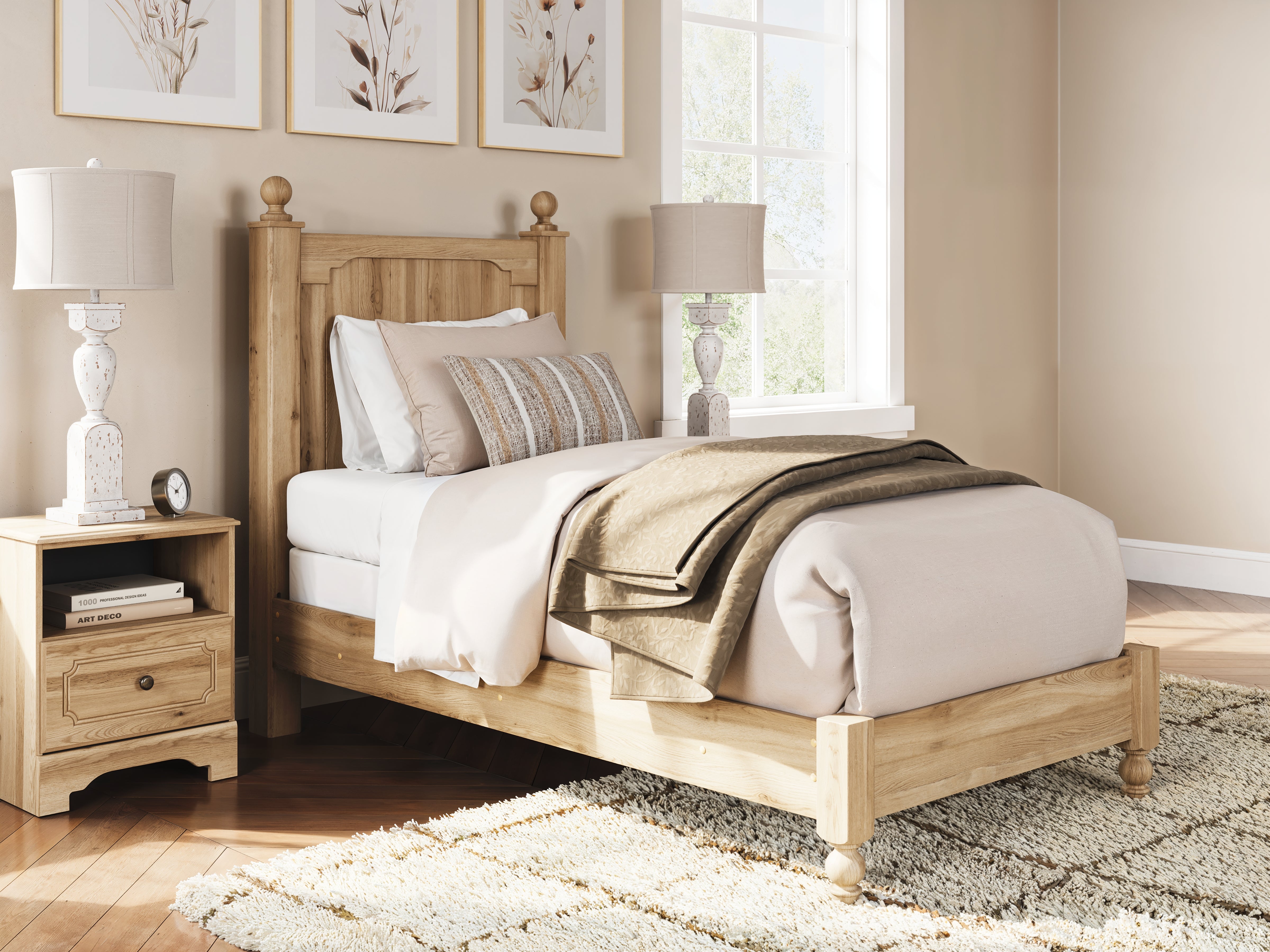 A2Z Furniture - Ashley Furniture - Aleaport Bedroom - Twin Panel Bed / Warm Brown - PCB1075B2