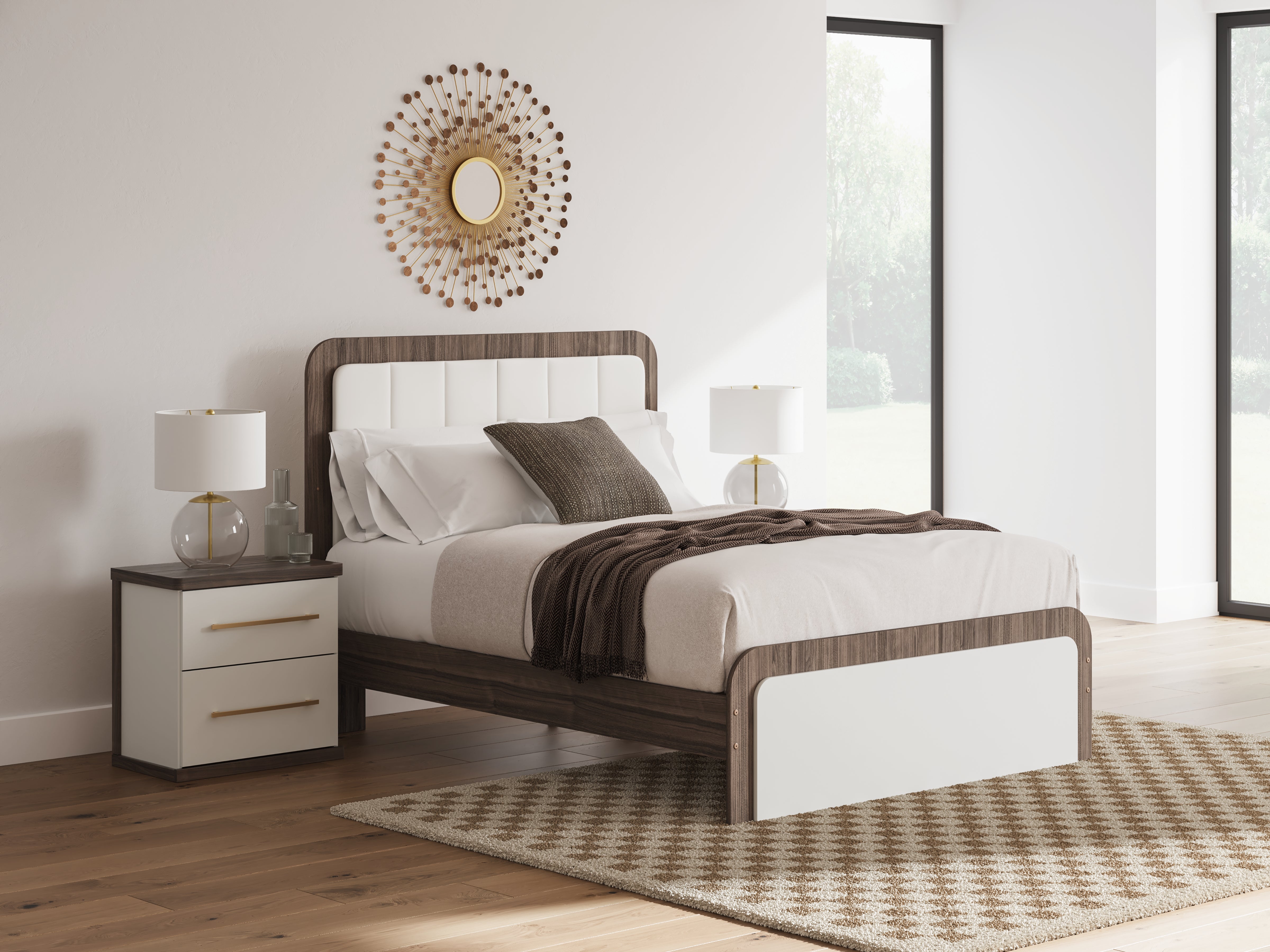 A2Z Furniture - Ashley Furniture - Kendanport Bedroom - Queen Upholstered Bed / White/Brown - PCB1108B7