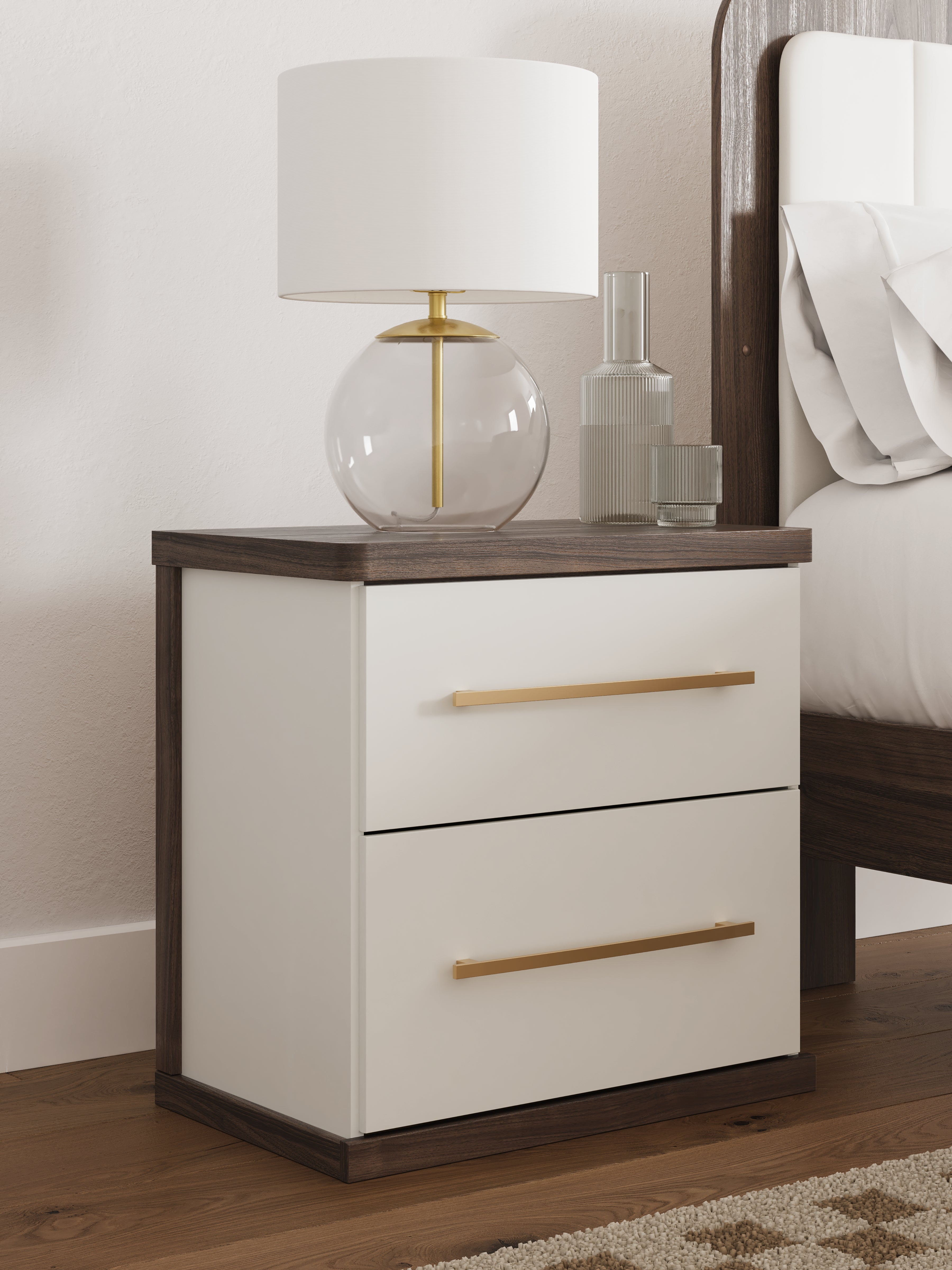 A2Z Furniture - Ashley Furniture - Kendanport Bedroom - Two Drawer Night Stand / Brown/White - PCB1108-92