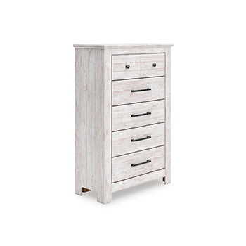 A2Z Furniture - Ashley Furniture - Makidern Bedroom - Five Drawer Chest / Whitewash - PCB1171-46