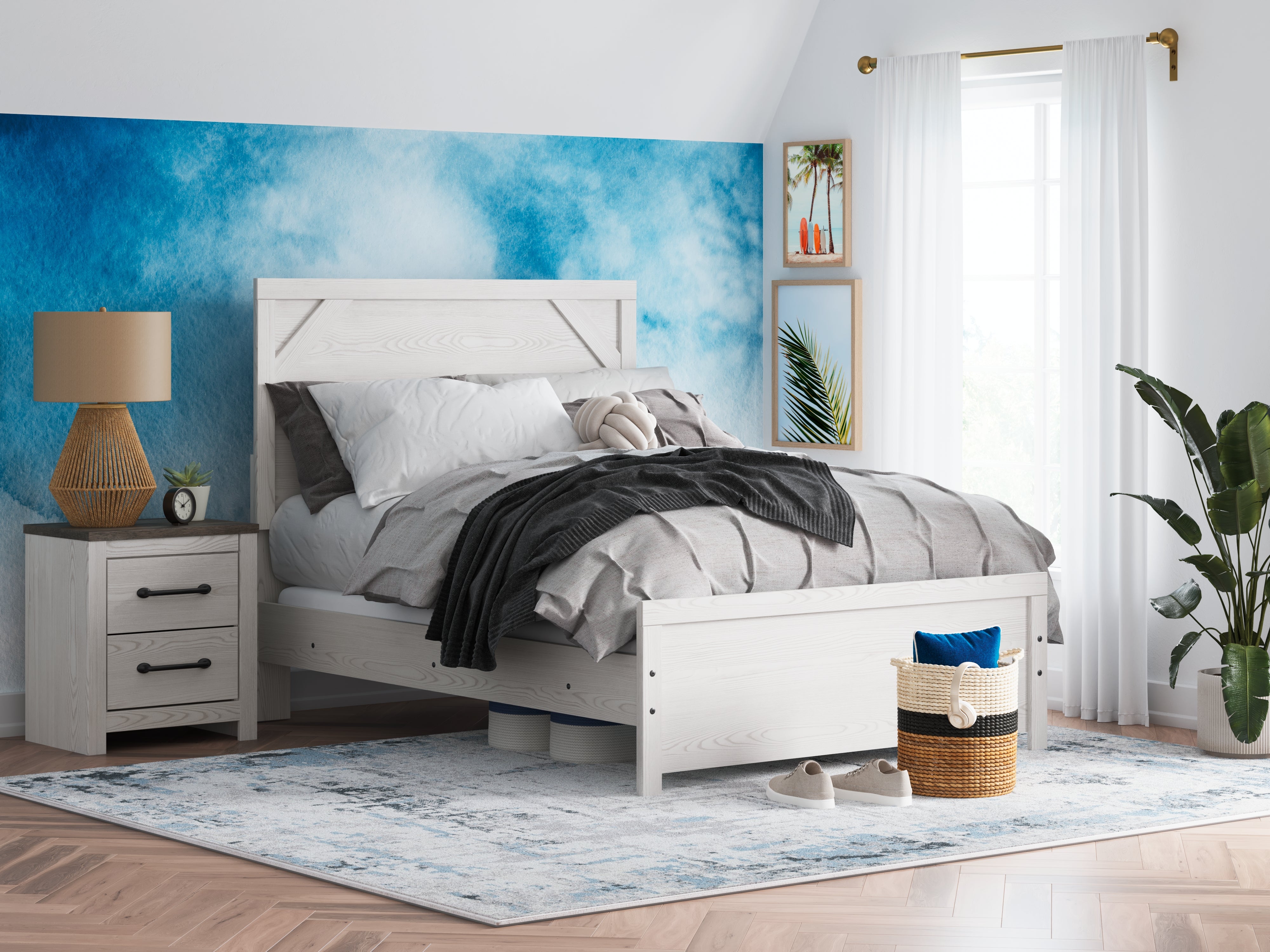 A2Z Furniture - Ashley Furniture - Gerridan Bedroom - Full Panel Bed / White/Gray - B1190B4