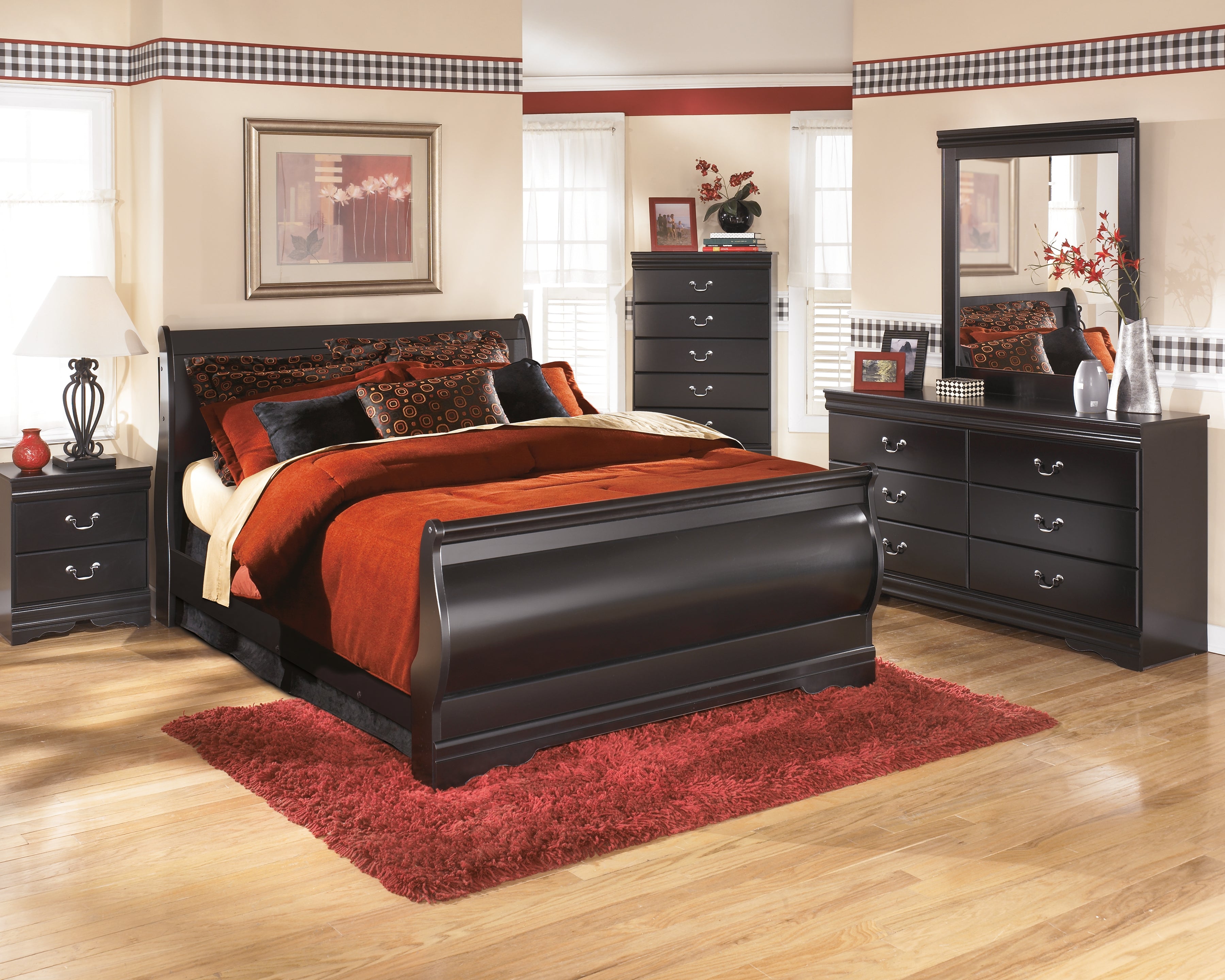 A2Z Furniture - Ashley Furniture - Huey Vineyard Bedroom - Queen Sleigh Bed / Black - B128B4