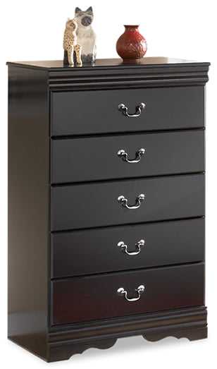 A2Z Furniture - Ashley Furniture - Huey Vineyard Bedroom - Five Drawer Chest / Black - B128-46