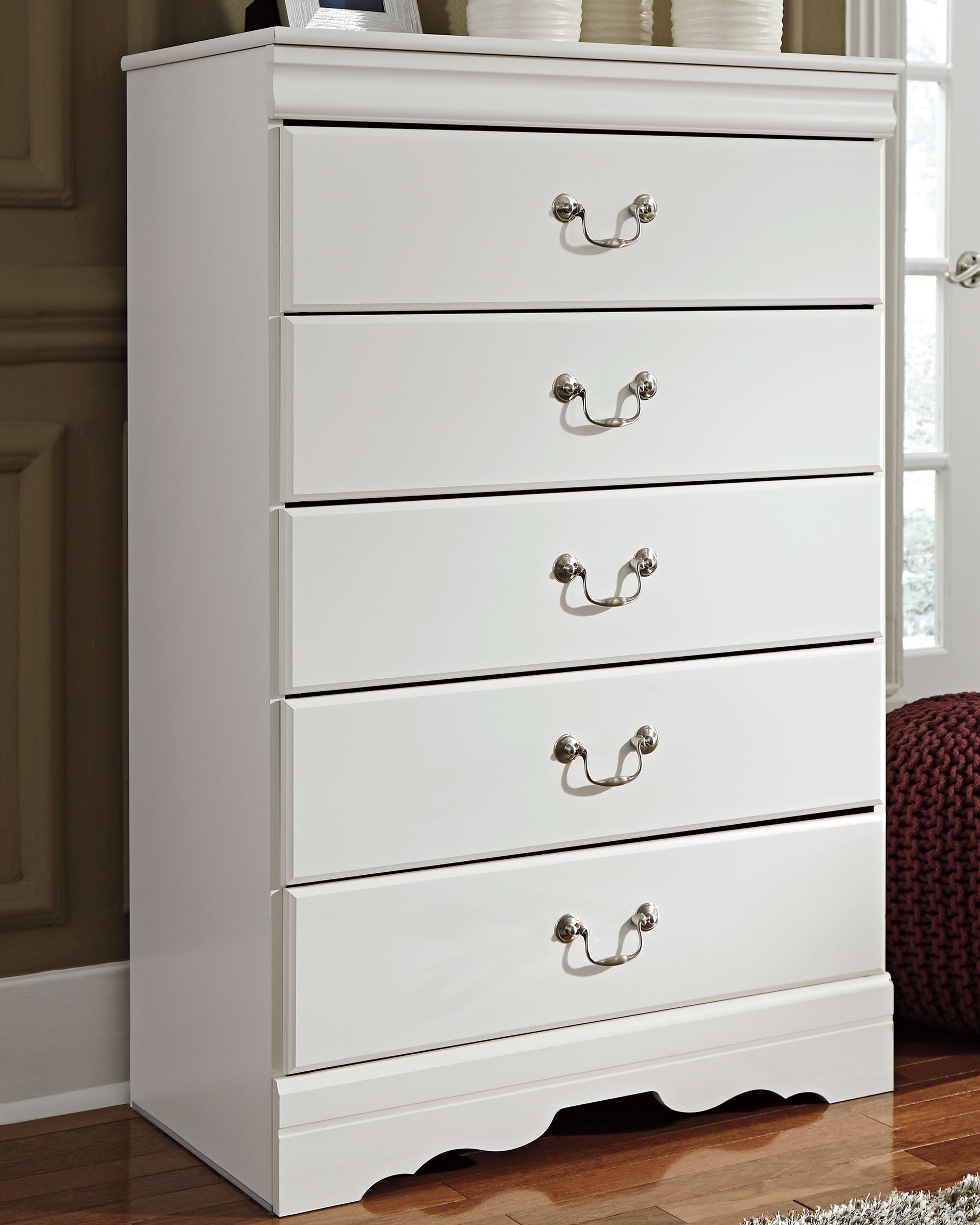 A2Z Furniture - Ashley Furniture - Anarasia Bedroom - Five Drawer Chest / White - B129-46