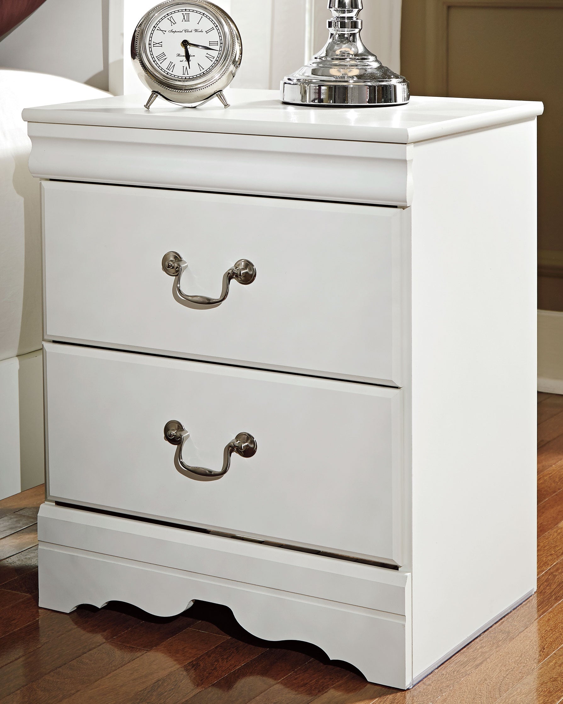 A2Z Furniture - Ashley Furniture - Anarasia Bedroom - Two Drawer Night Stand / White - B129-92