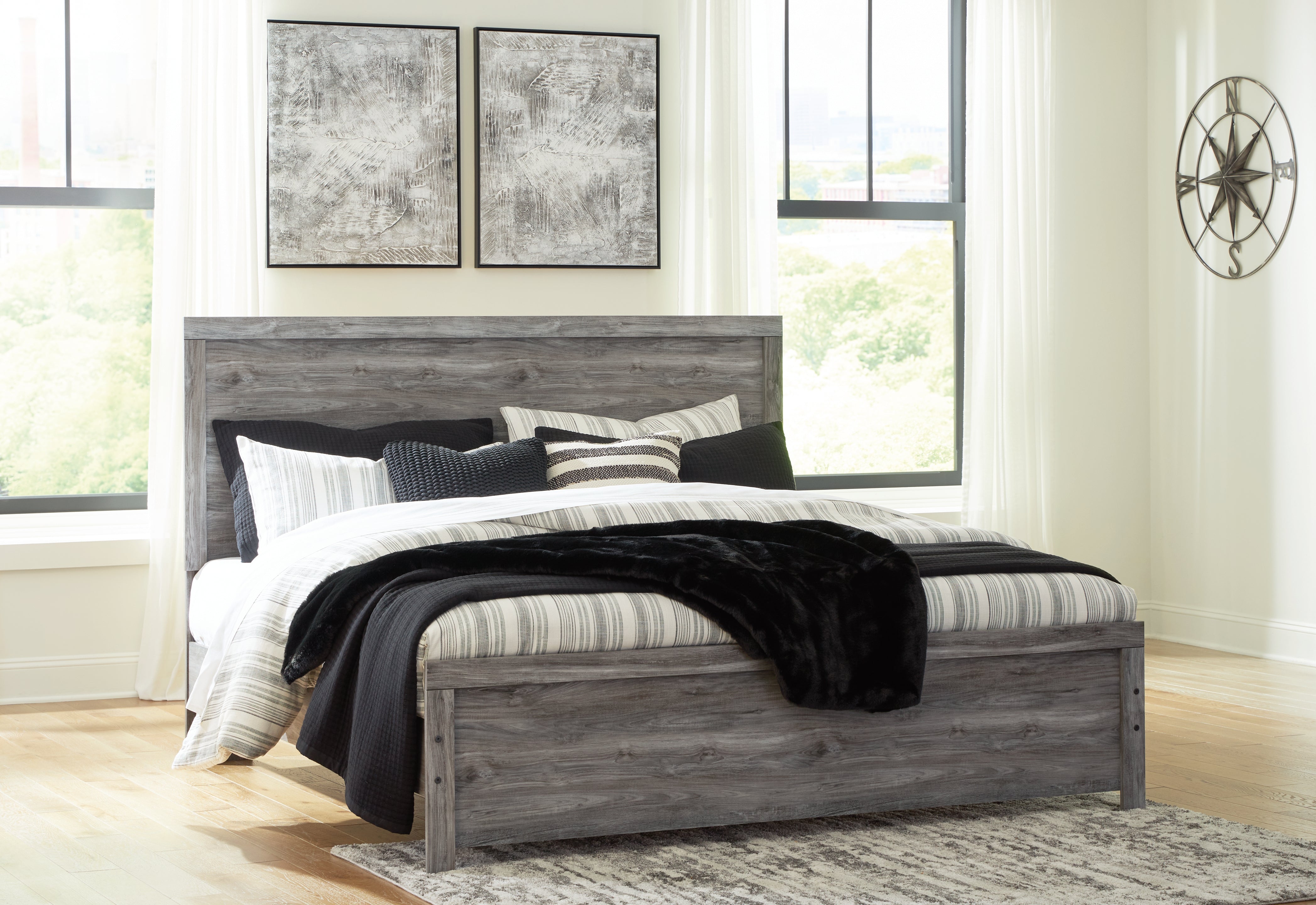 A2Z Furniture - Ashley Furniture - Bronyan Bedroom - King Panel Bed / Dark Gray - B1290B4