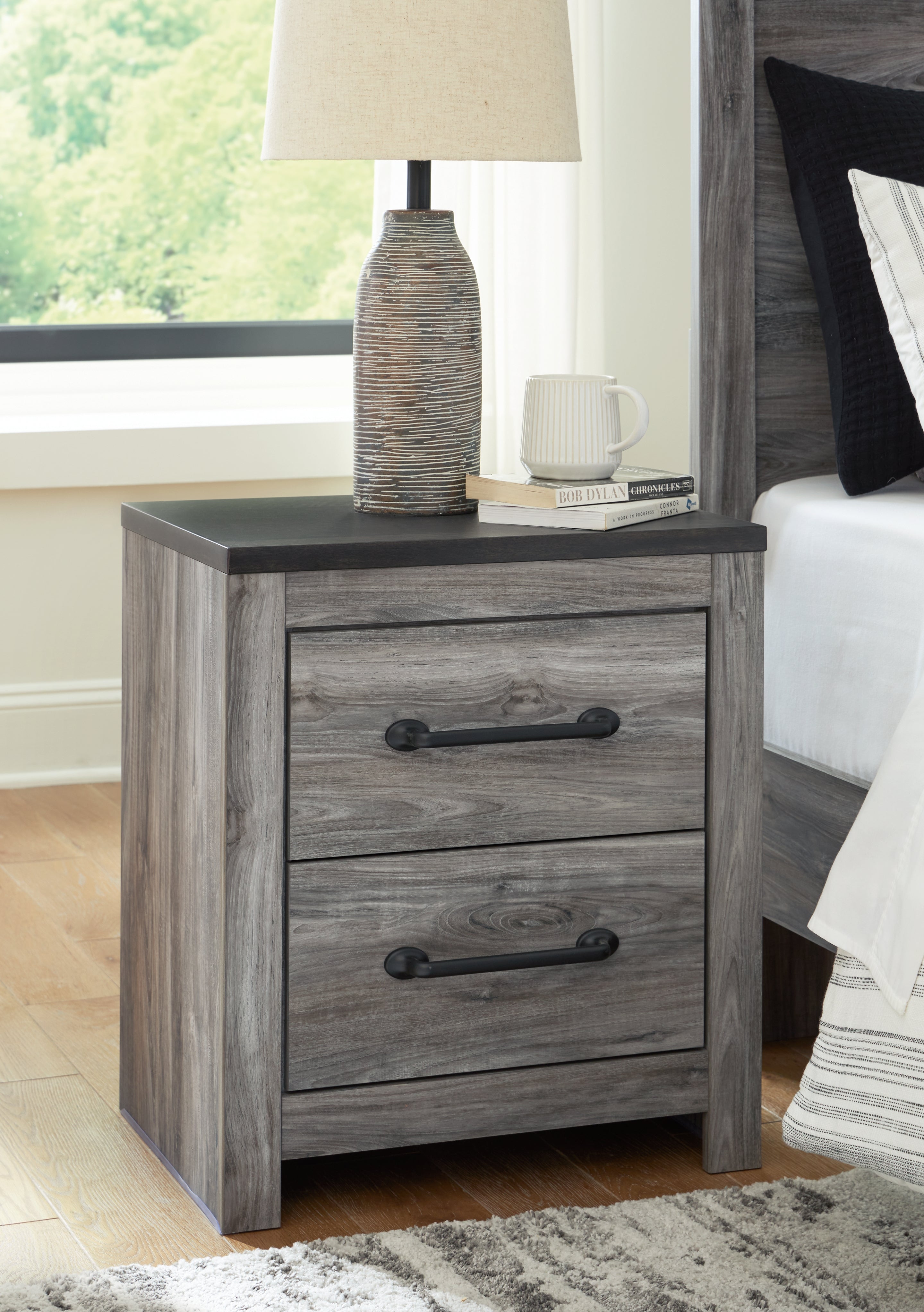 A2Z Furniture - Ashley Furniture - Bronyan Bedroom - Two Drawer Night Stand / Dark Gray - B1290-92