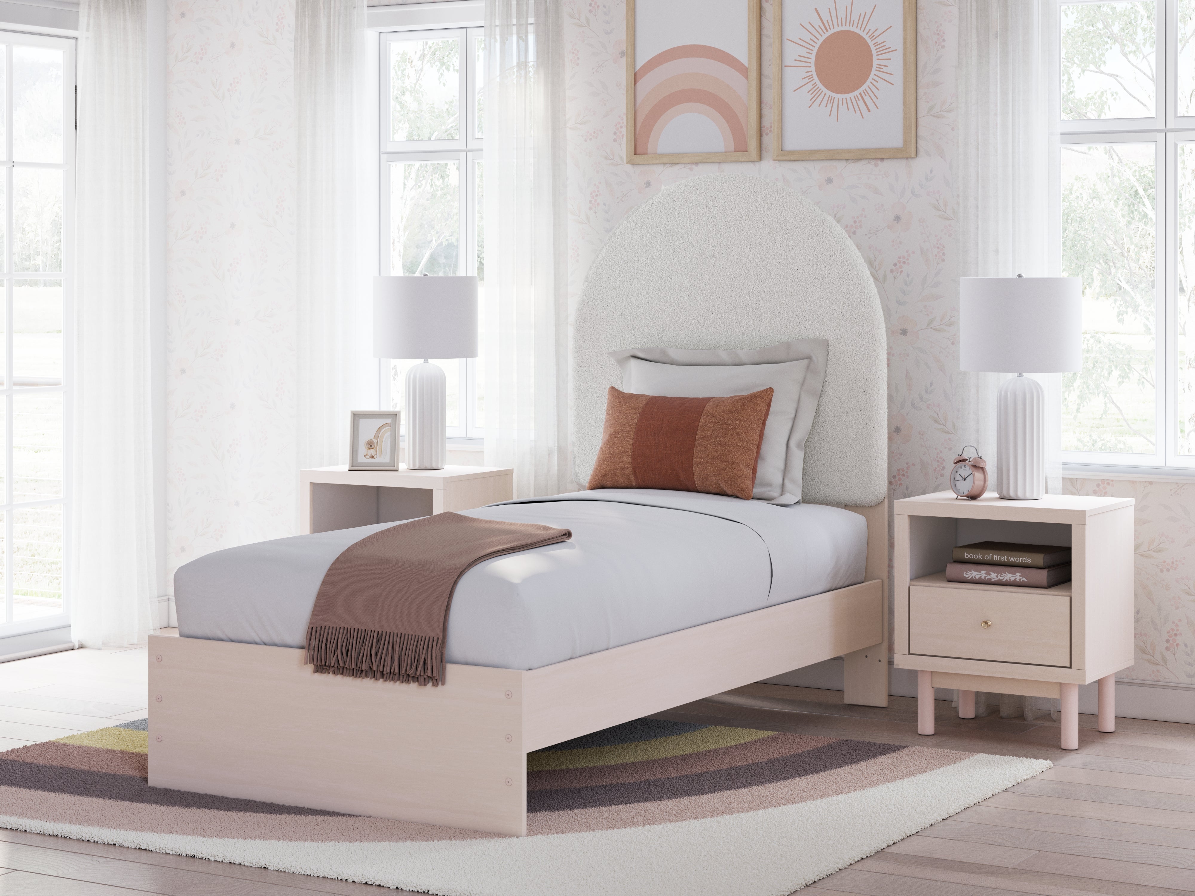 A2Z Furniture - Ashley Furniture - Wistenpine Bedroom - Twin Upholstered Panel Bed / Blush - B1323B8