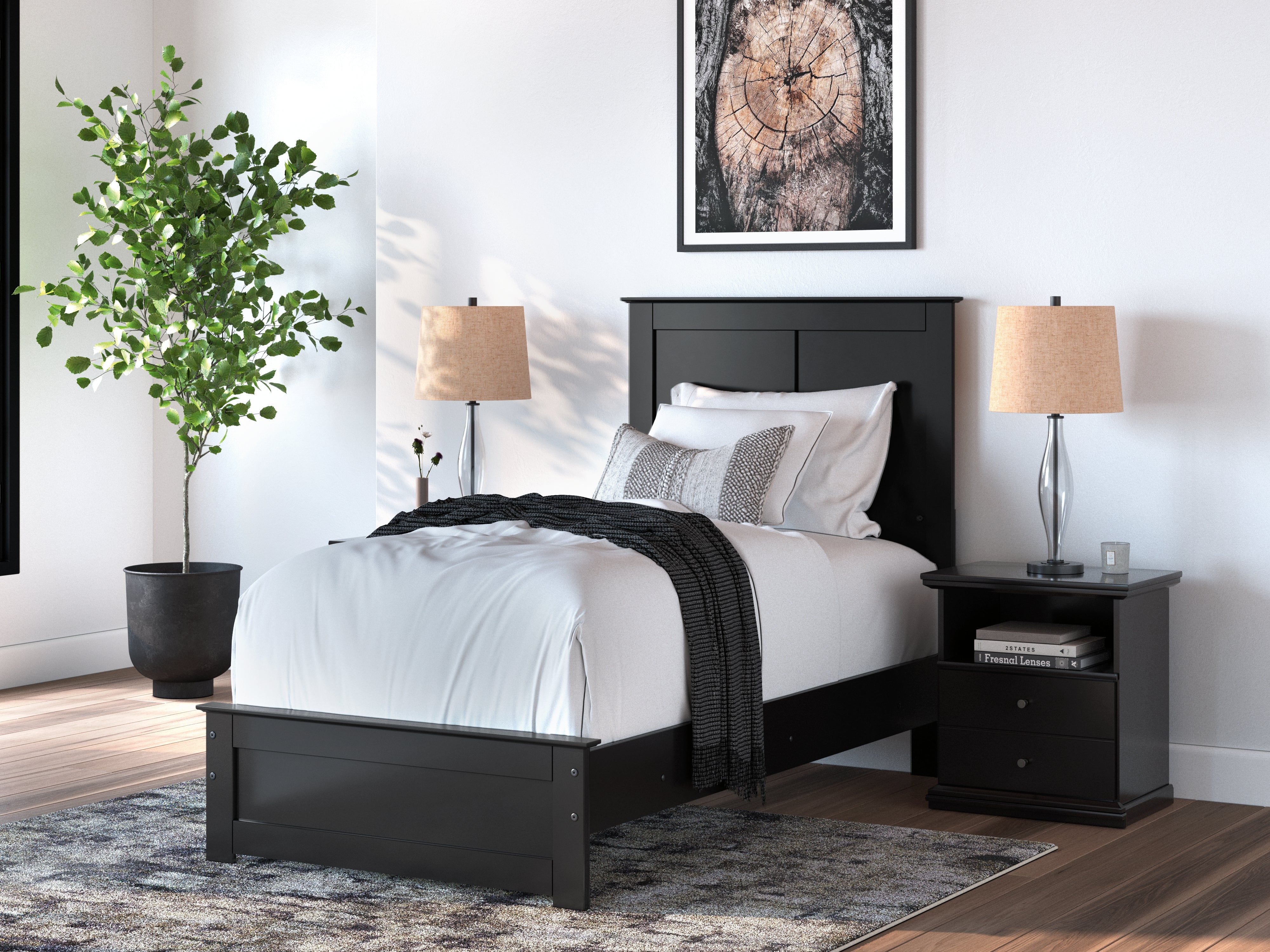 A2Z Furniture - Ashley Furniture - Maribel Bedroom - Twin Panel Bed / Black - B138B51