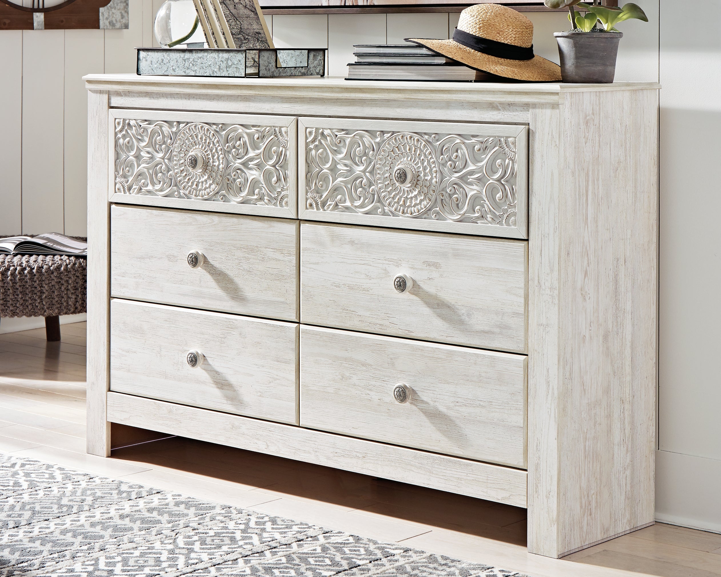 A2Z Furniture - Ashley Furniture - Paxberry Bedroom - Six Drawer Dresser / Whitewash - B181-31