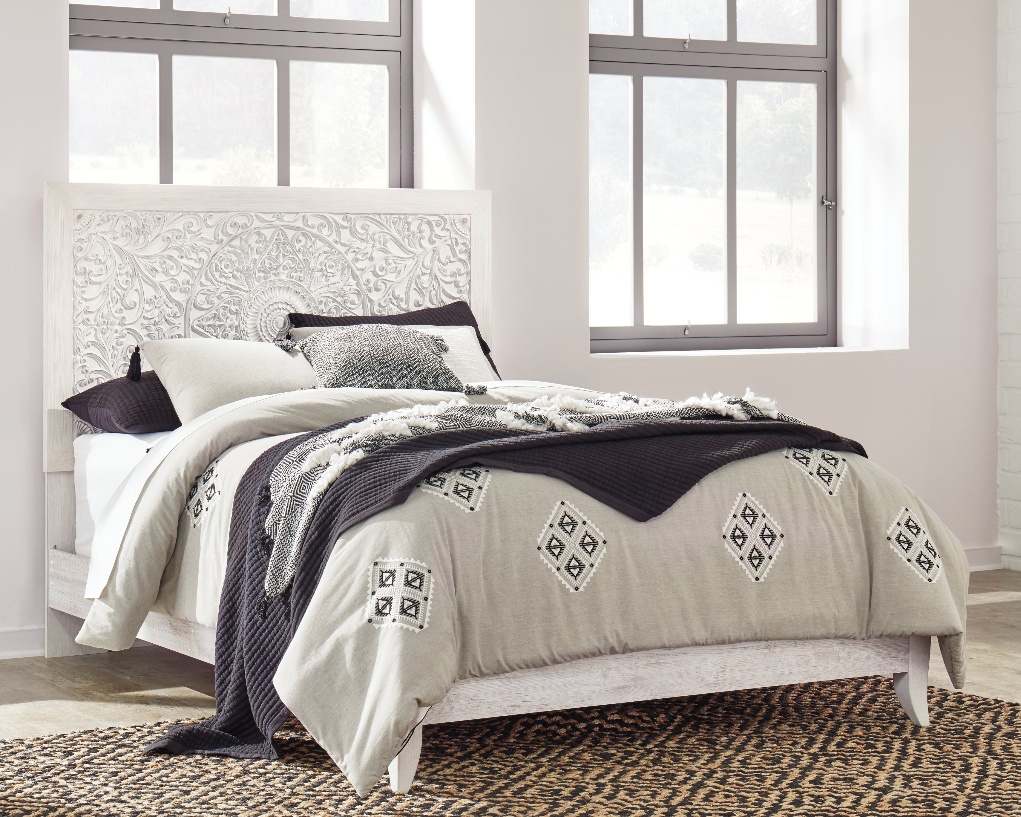 A2Z Furniture - Ashley Furniture - Paxberry Bedroom - Queen Panel Bed / Whitewash - B181B6