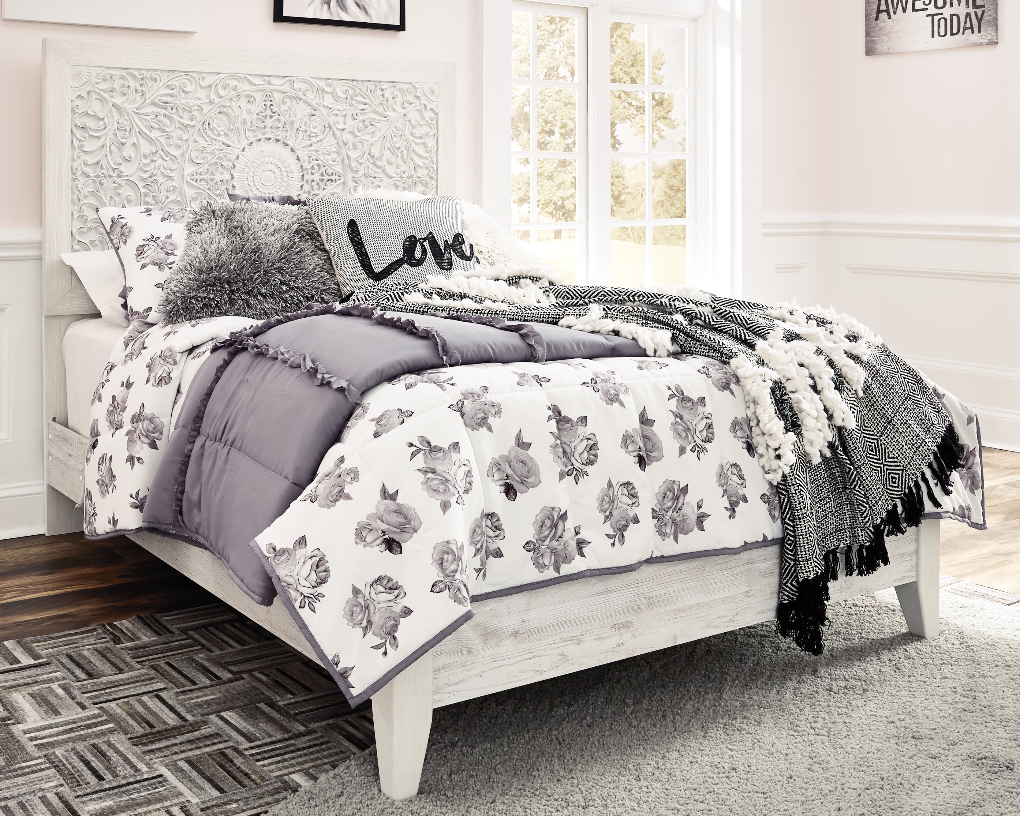 A2Z Furniture - Ashley Furniture - Paxberry Bedroom - Full Panel Bed / Whitewash - B181B2