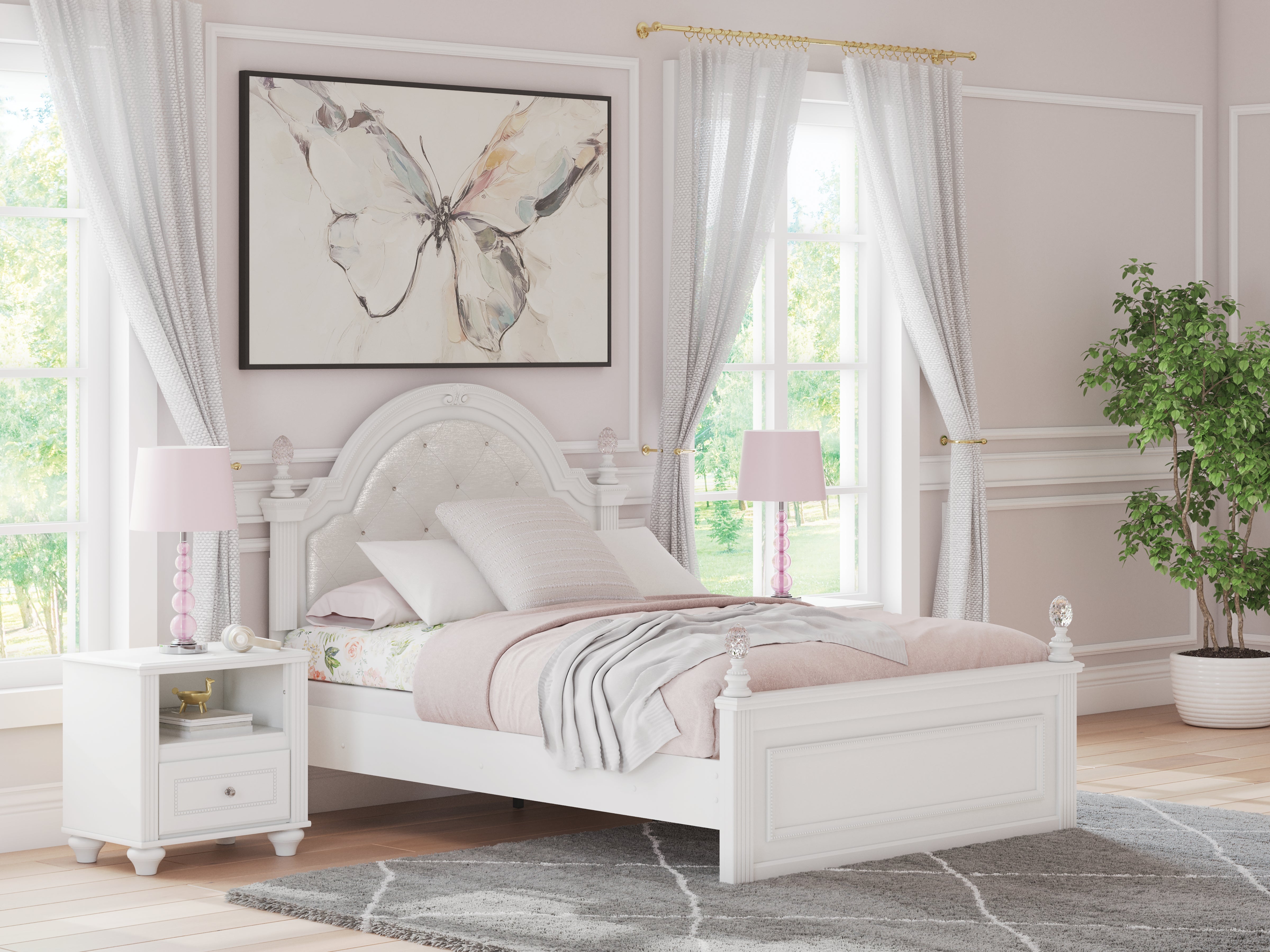 A2Z Furniture - Ashley Furniture - Kozlani Bedroom - Full Upholstered Panel Bed / White - PCB1819B6
