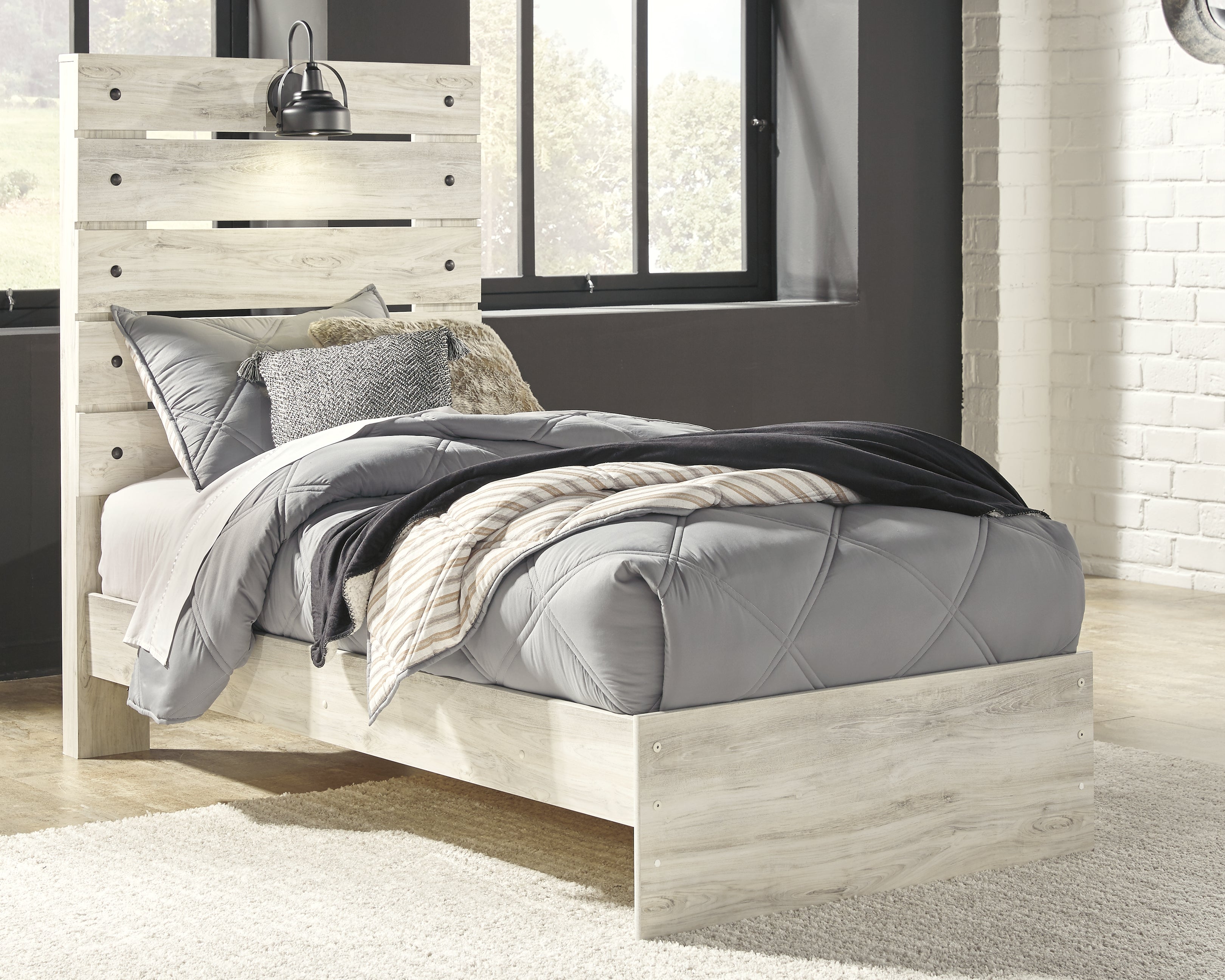 A2Z Furniture - Ashley Furniture - Cambeck Bedroom - Twin Panel Bed / Whitewash - B192B2