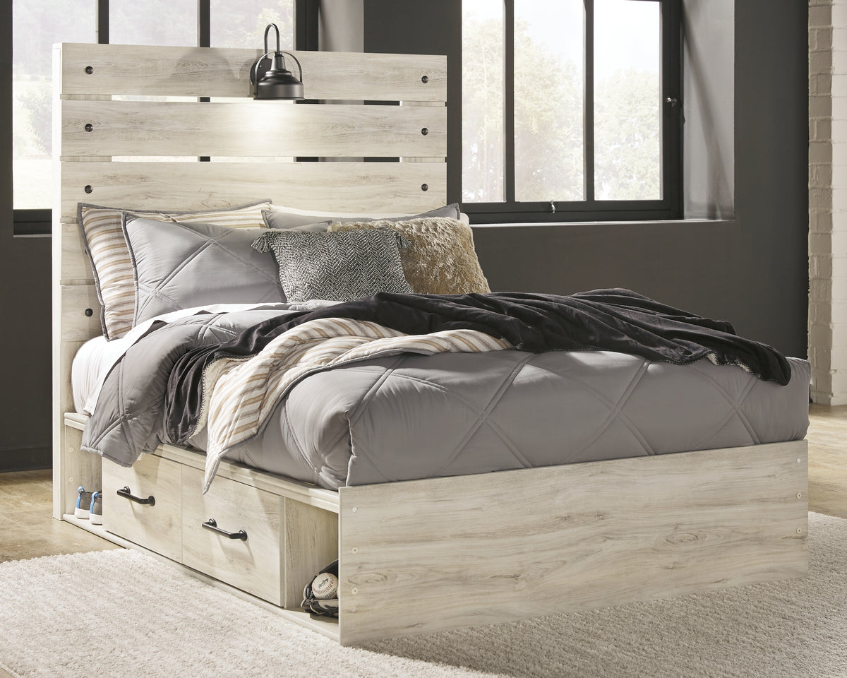 A2Z Furniture - Ashley Furniture - Cambeck Bedroom - Twin Panel Bed with 2 Storage Drawers / Whitewash - B192B13