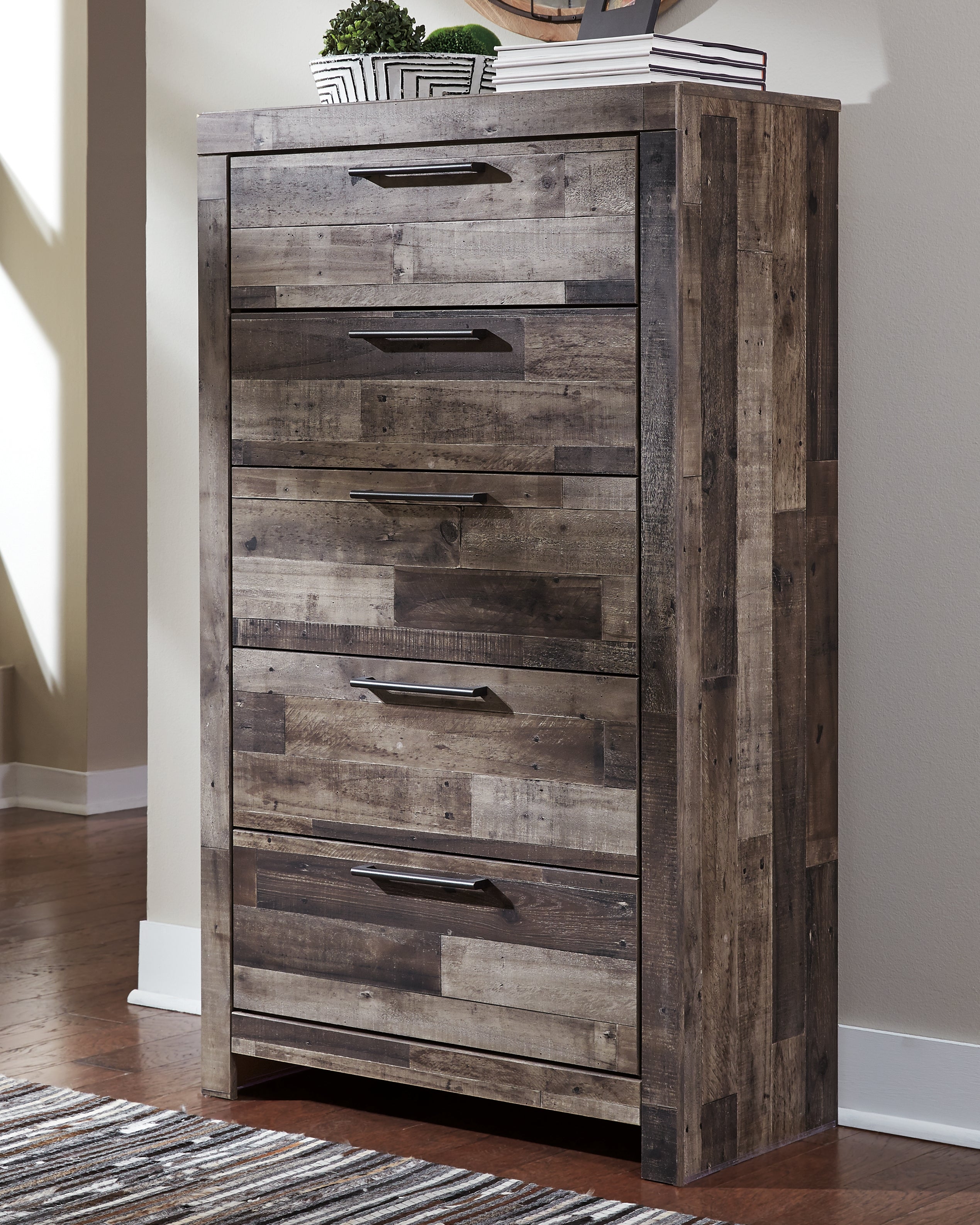 A2Z Furniture - Ashley Furniture - Derekson Bedroom - Five Drawer Chest / Multi Gray - B200-46
