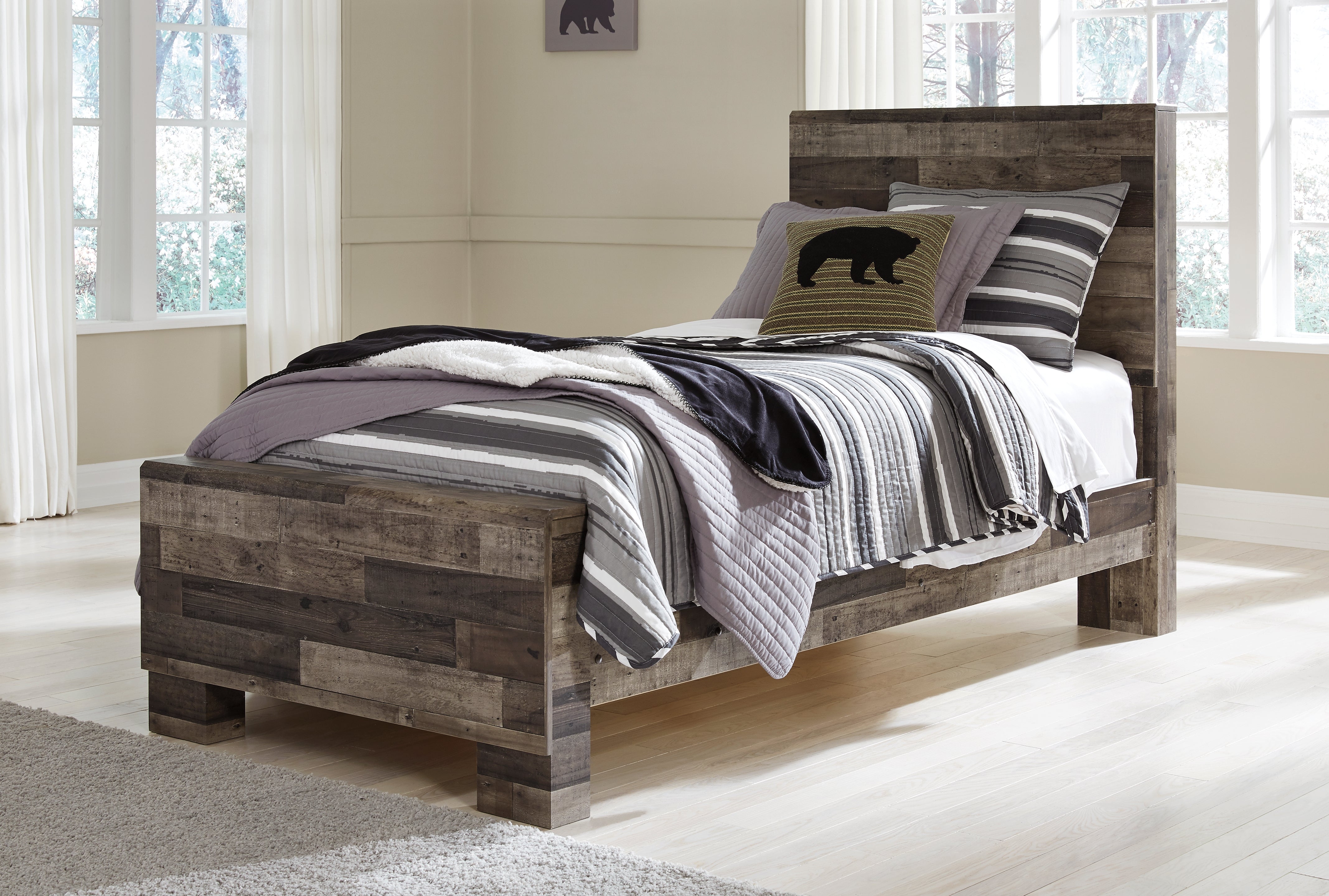 A2Z Furniture - Ashley Furniture - Derekson Bedroom - Twin Panel Bed / Multi Gray - B200B2