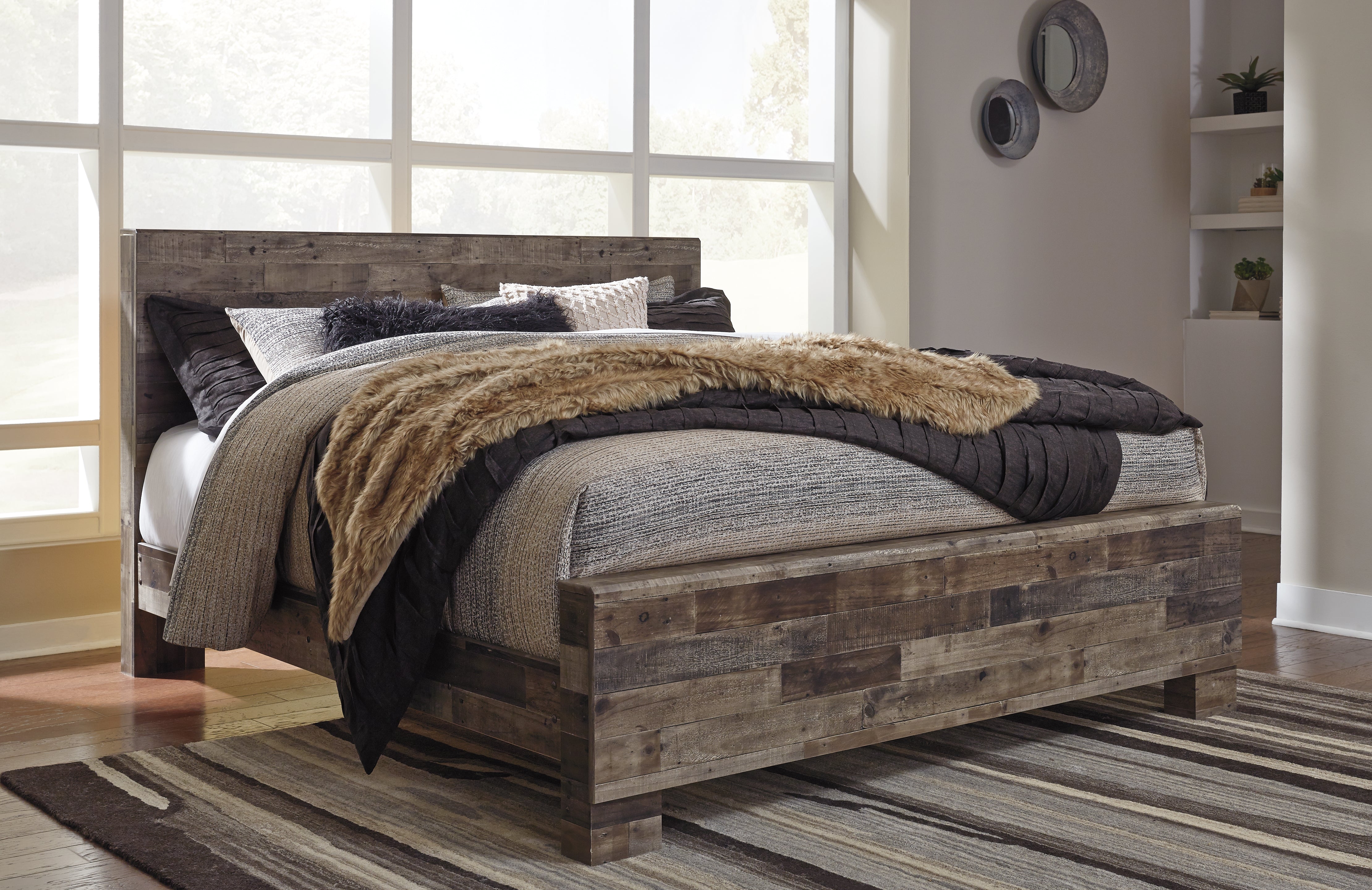 A2Z Furniture - Ashley Furniture - Derekson Bedroom - King Panel Bed / Multi Gray - B200B11