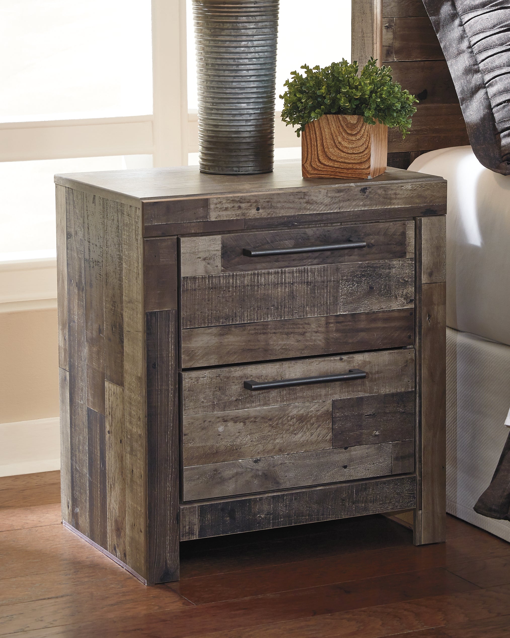 A2Z Furniture - Ashley Furniture - Derekson Bedroom - Two Drawer Night Stand / Multi Gray - B200-92