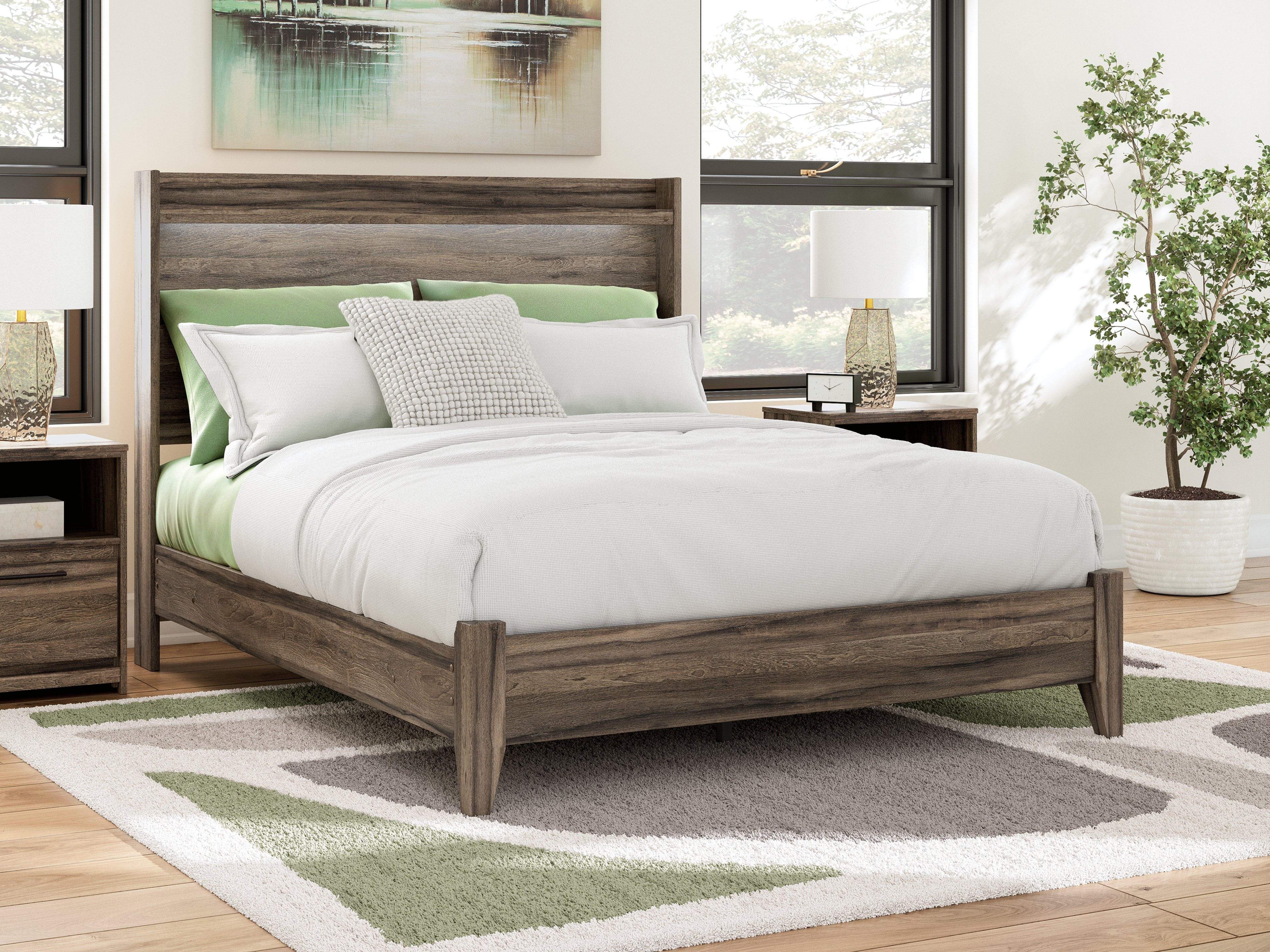 A2Z Furniture - Ashley Furniture - Elbrim Bedroom - Queen Panel Bed / Brown - PCB2005B2