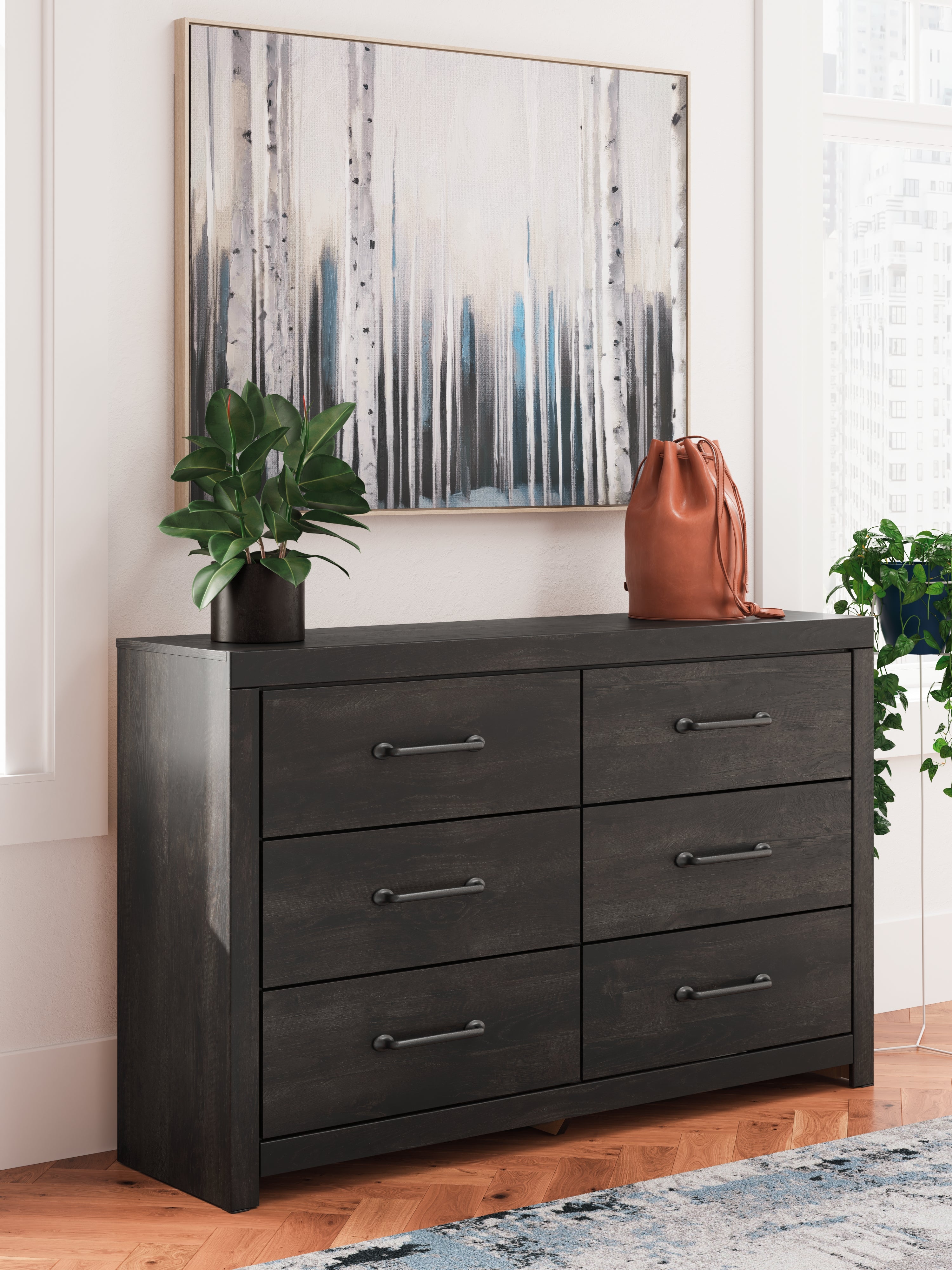 A2Z Furniture - Ashley Furniture - Hollivern Bedroom - Six Drawer Dresser / Dark Gray - PCB2108-31