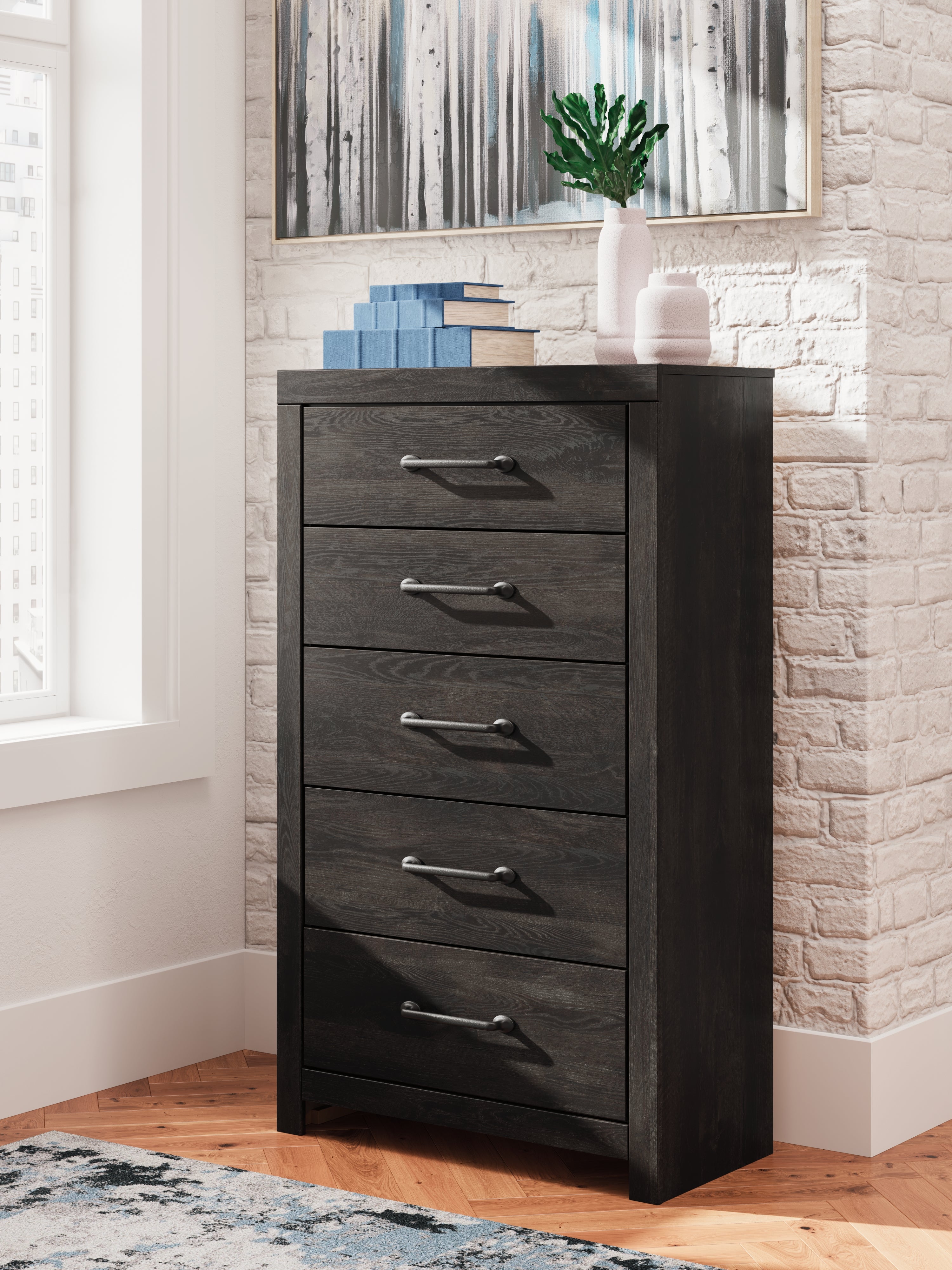 A2Z Furniture - Ashley Furniture - Hollivern Bedroom - Five Drawer Chest / Dark Gray - PCB2108-46