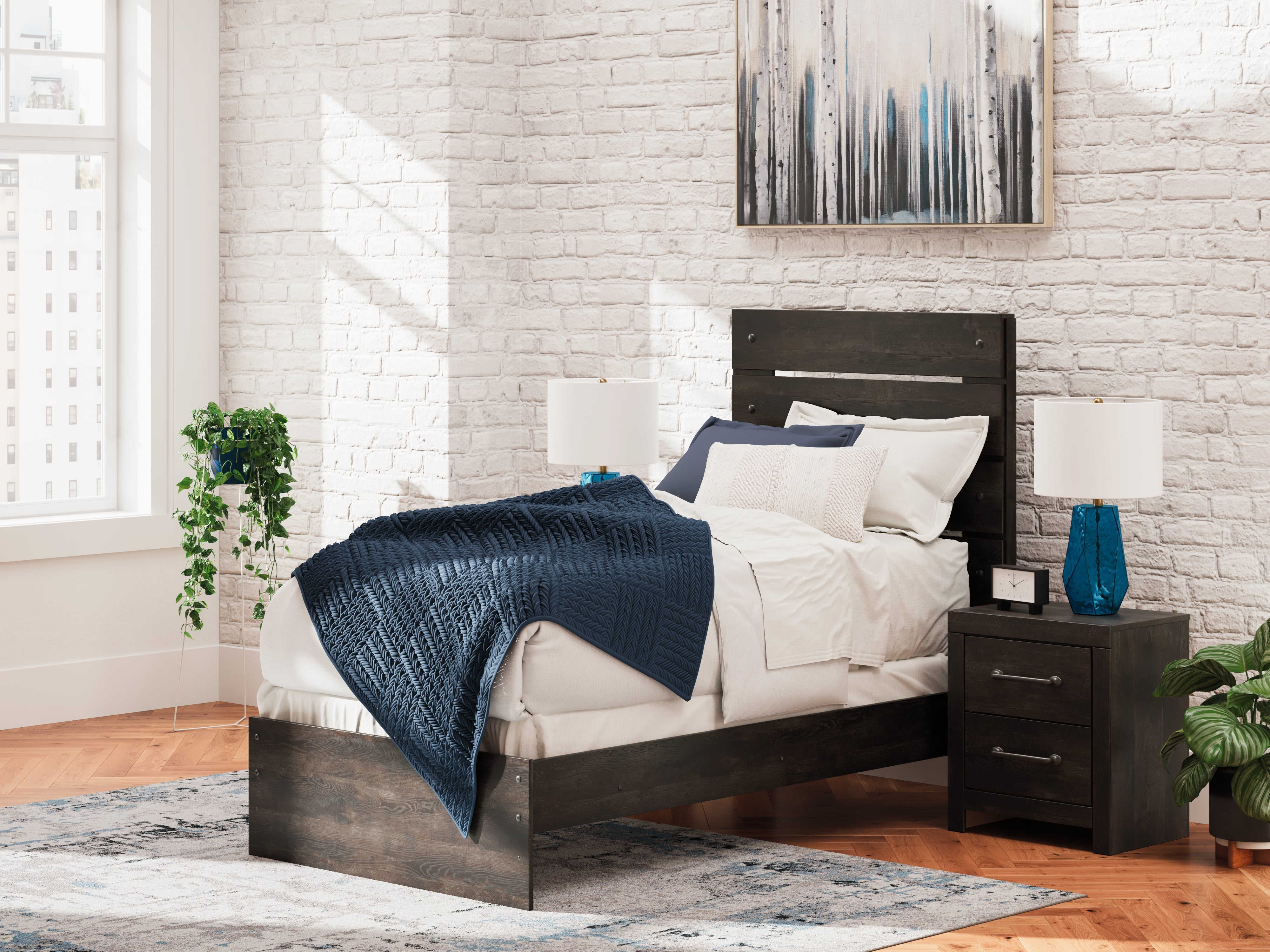 A2Z Furniture - Ashley Furniture - Hollivern Bedroom - Twin Panel Bed / Dark Gray - PCB2108B11