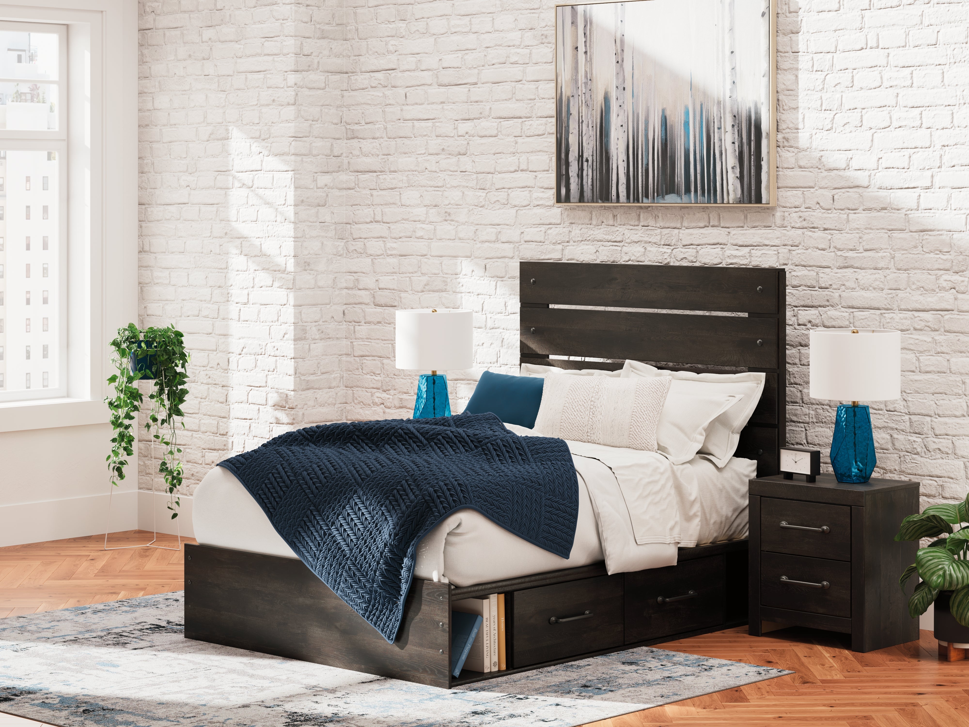 A2Z Furniture - Ashley Furniture - Hollivern Bedroom - Full Panel Storage Bed / Dark Gray - PCB2108B15