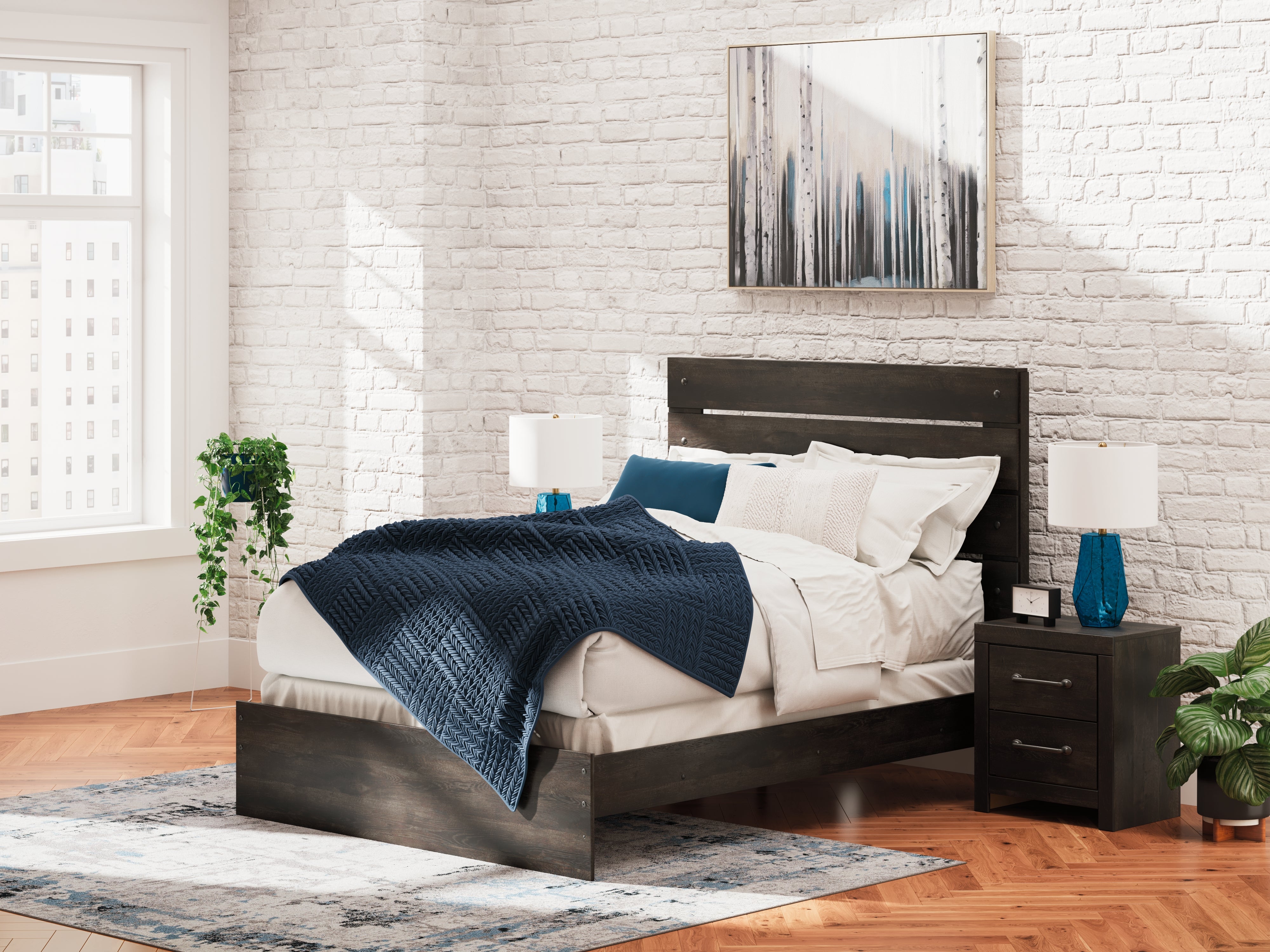 A2Z Furniture - Ashley Furniture - Hollivern Bedroom - Queen Panel Bed / Dark Gray - PCB2108B2