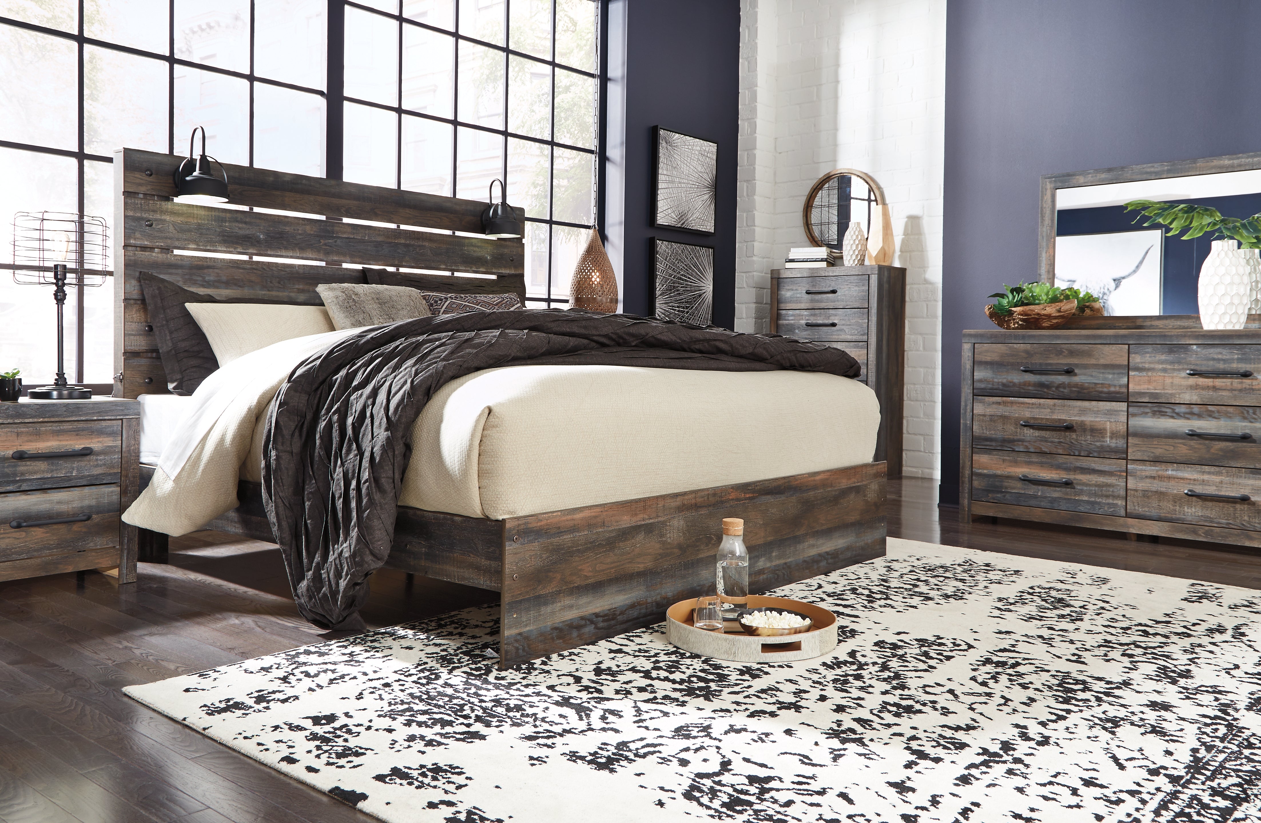 A2Z Furniture - Ashley Furniture - Drystan Bedroom - King Panel Bed / Multi - B211B14