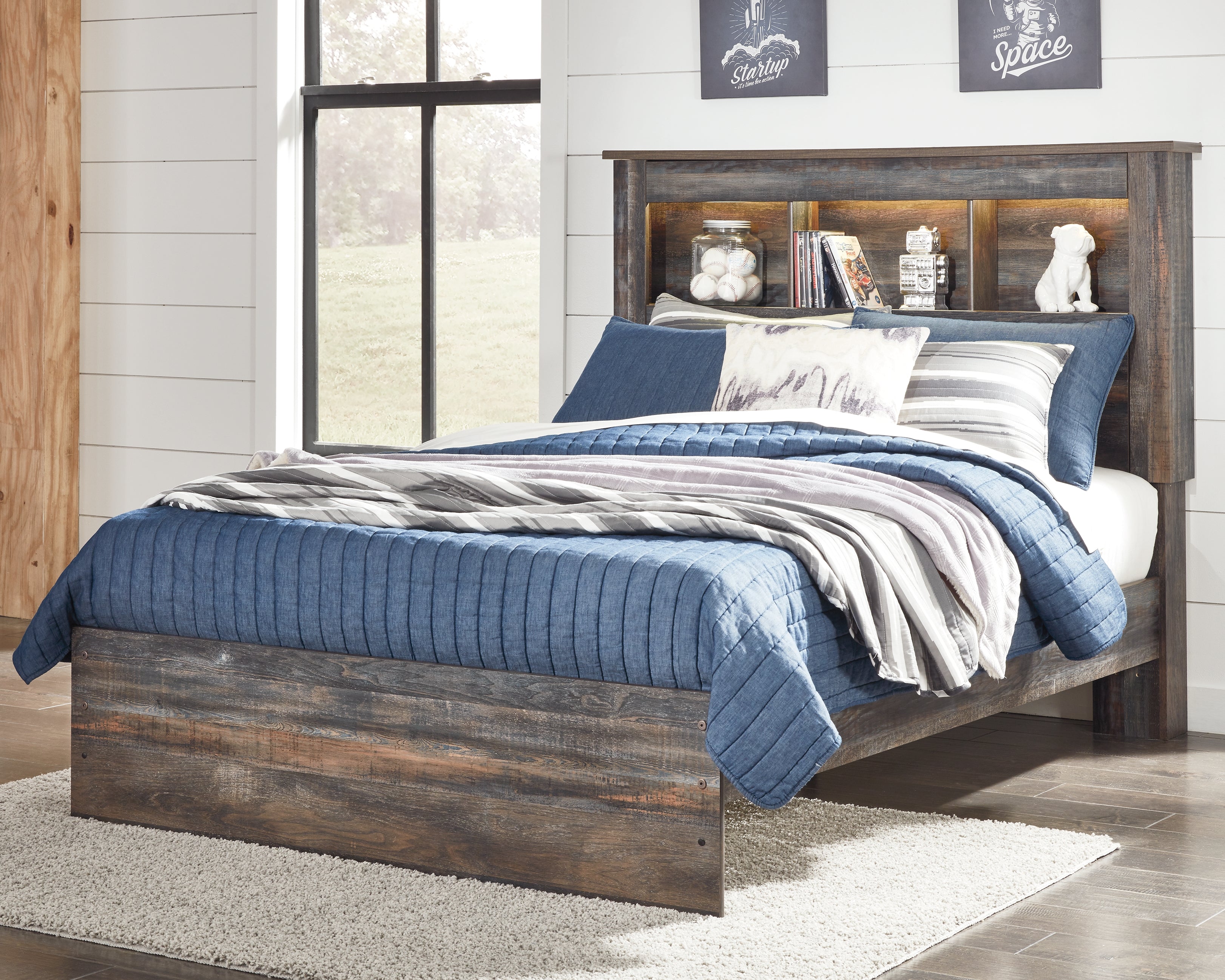 A2Z Furniture - Ashley Furniture - Drystan Bedroom - Full Bookcase Bed / Multi - B211B46