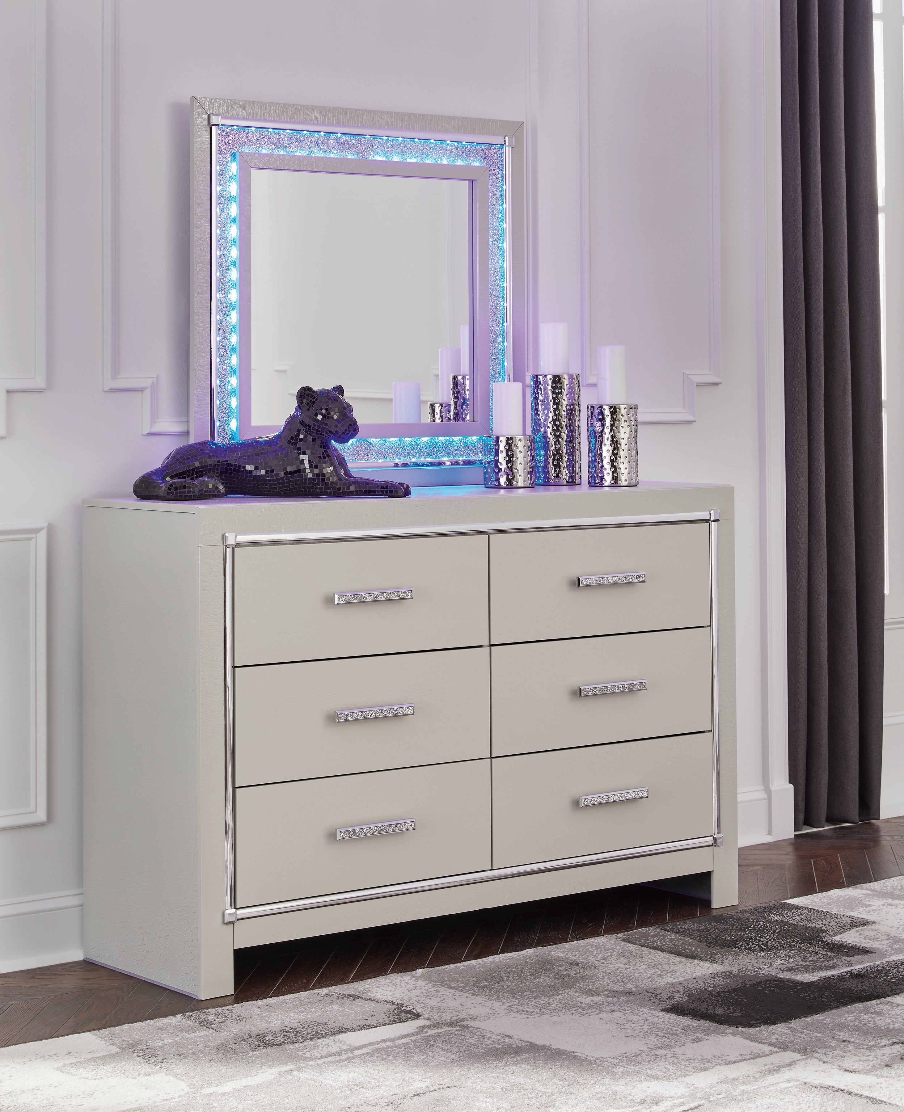 A2Z Furniture - Ashley Furniture - Zyniden Bedroom - Dresser and Mirror / Silver - B2114B1