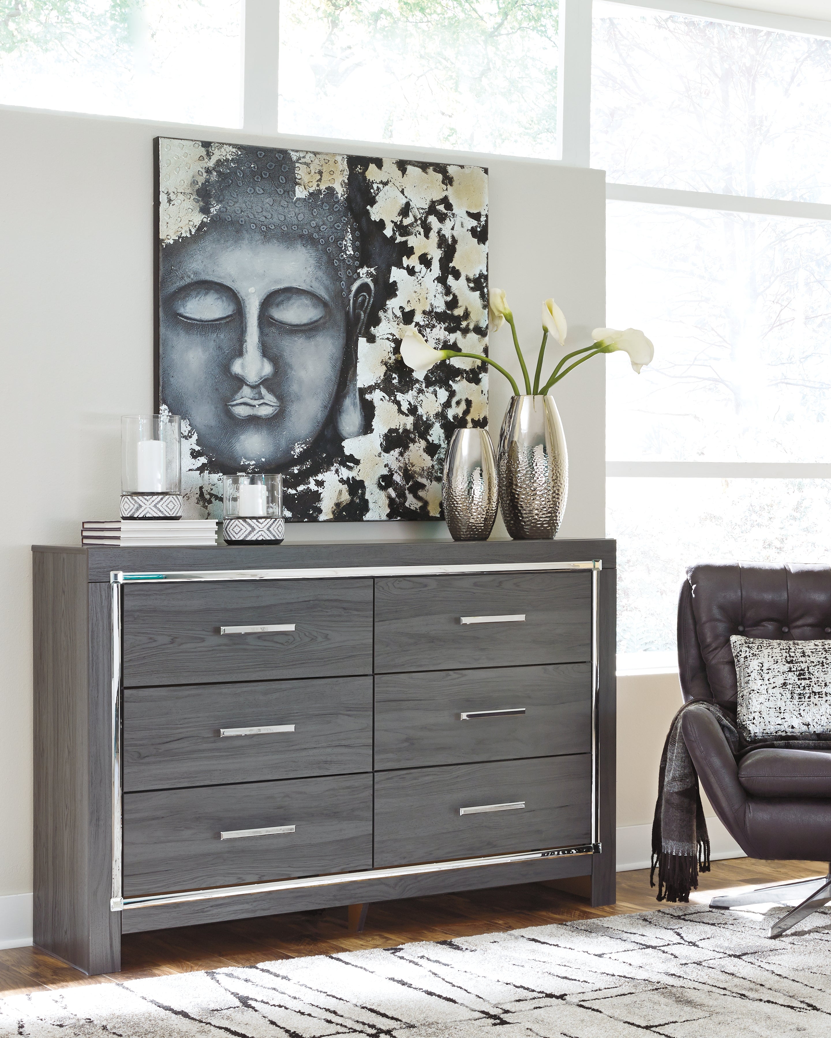 A2Z Furniture - Ashley Furniture - Lodanna Bedroom - Six Drawer Dresser / Gray - B214-31