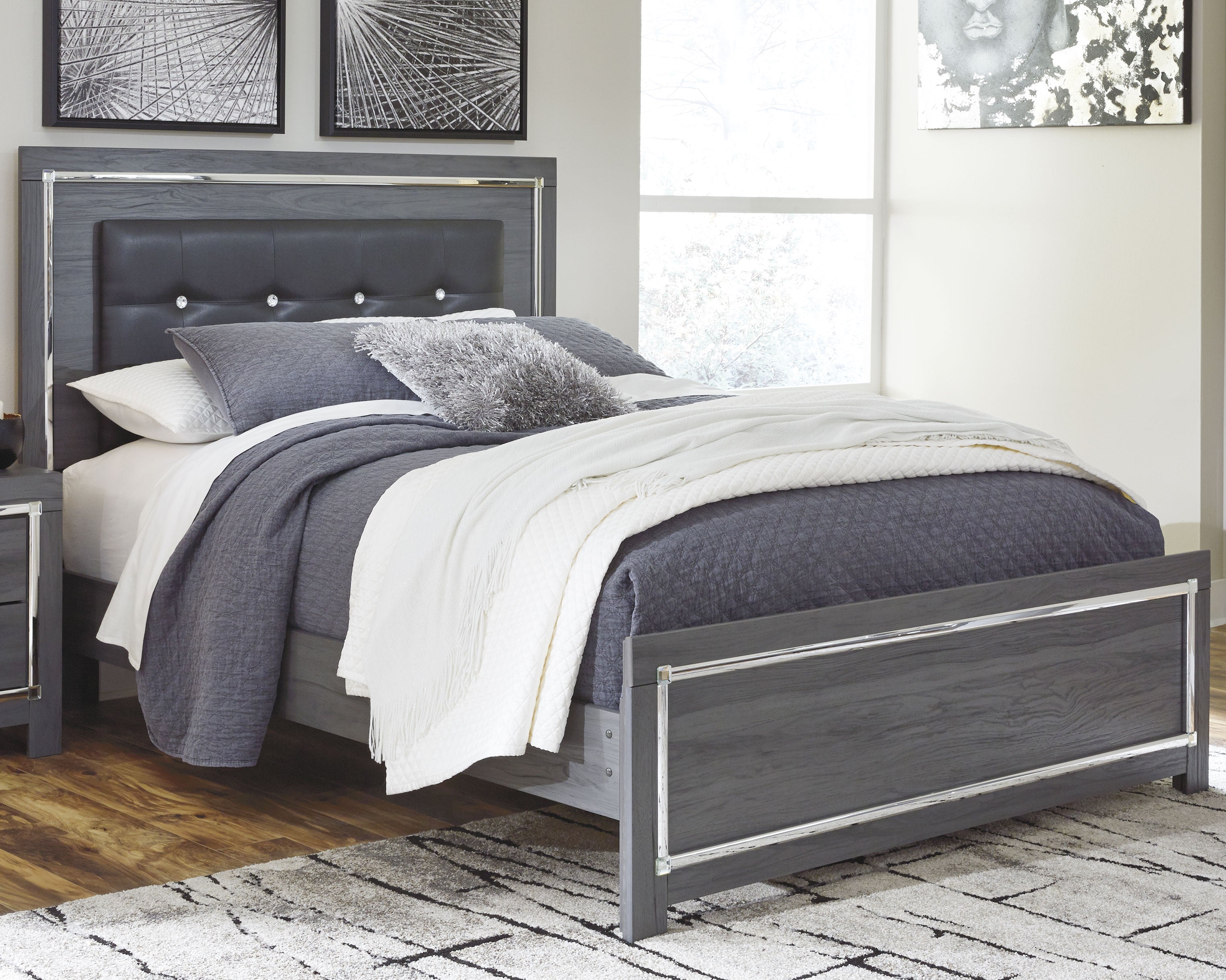 A2Z Furniture - Ashley Furniture - Lodanna Bedroom - Queen Panel Bed / Gray - B214B2