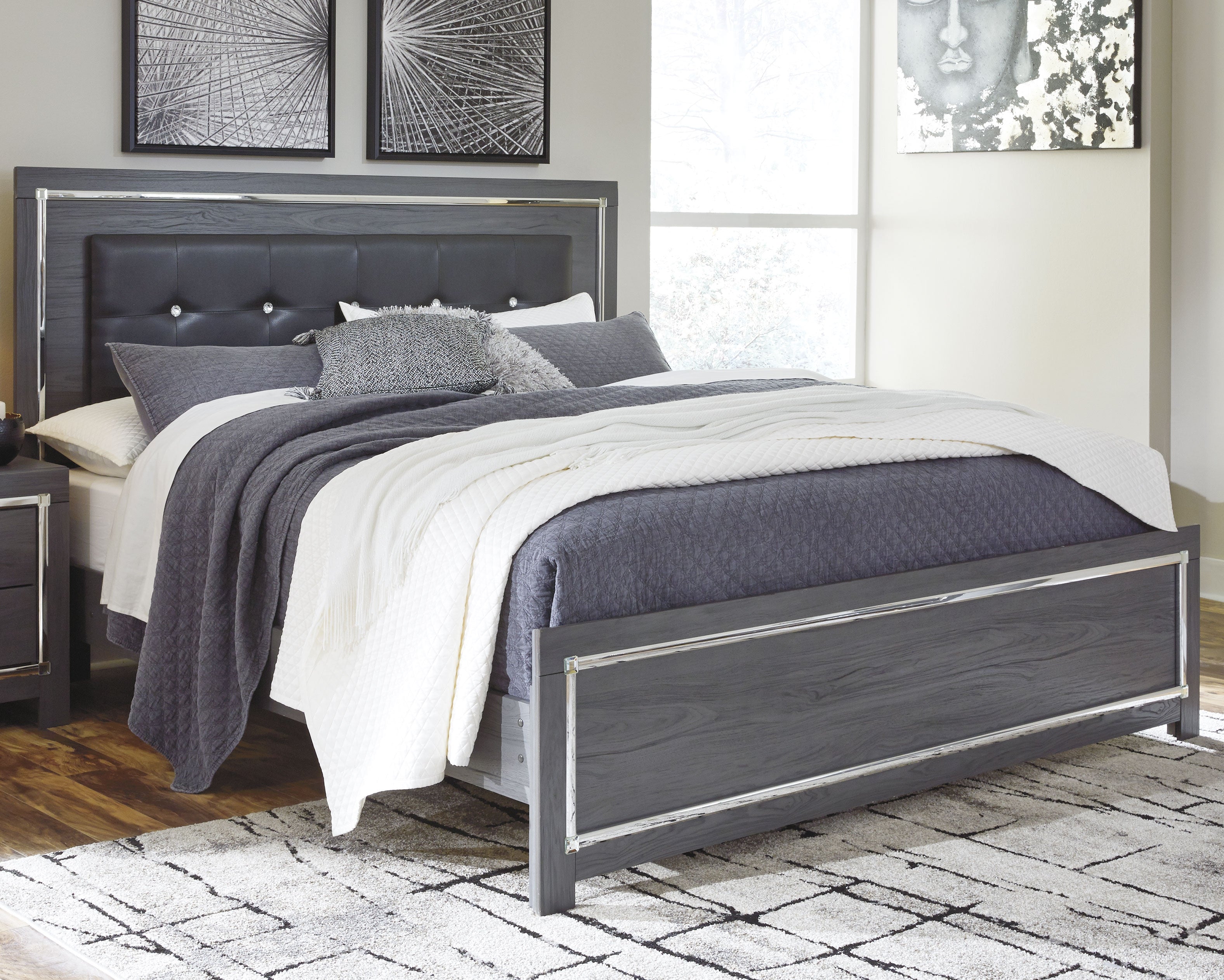 A2Z Furniture - Ashley Furniture - Lodanna Bedroom - King Panel Bed / Gray - B214B10